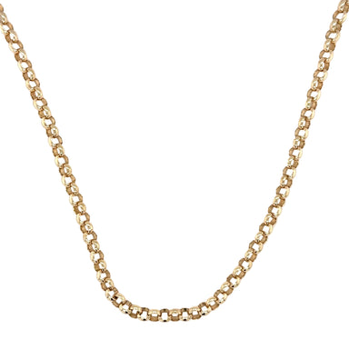 Gold chain necklace on a white background