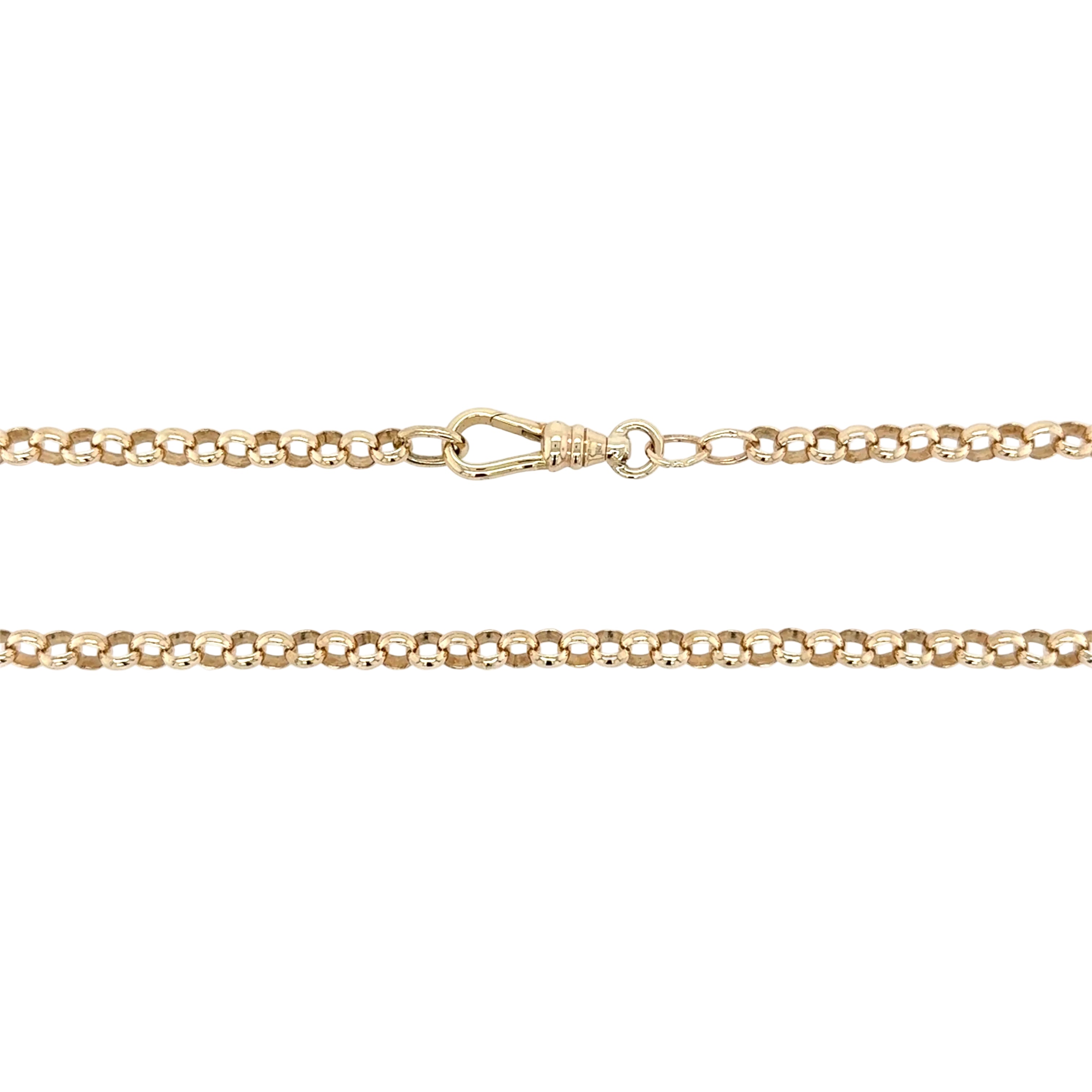 Gold chain necklace on a white background