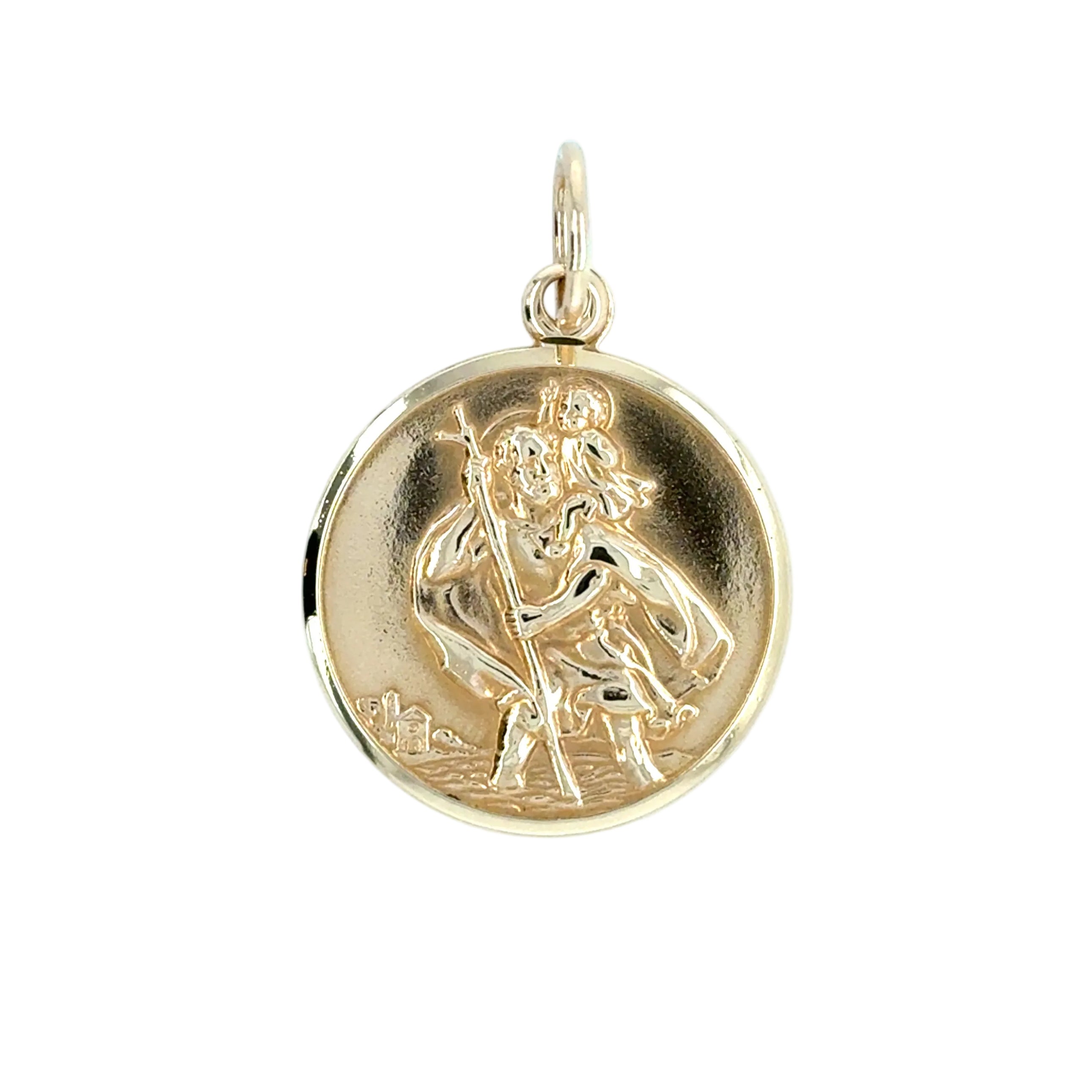 9ct Yellow Gold Round 22mm St Christopher Pendant - 5.44g