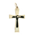 Gold cross pendant on a white background