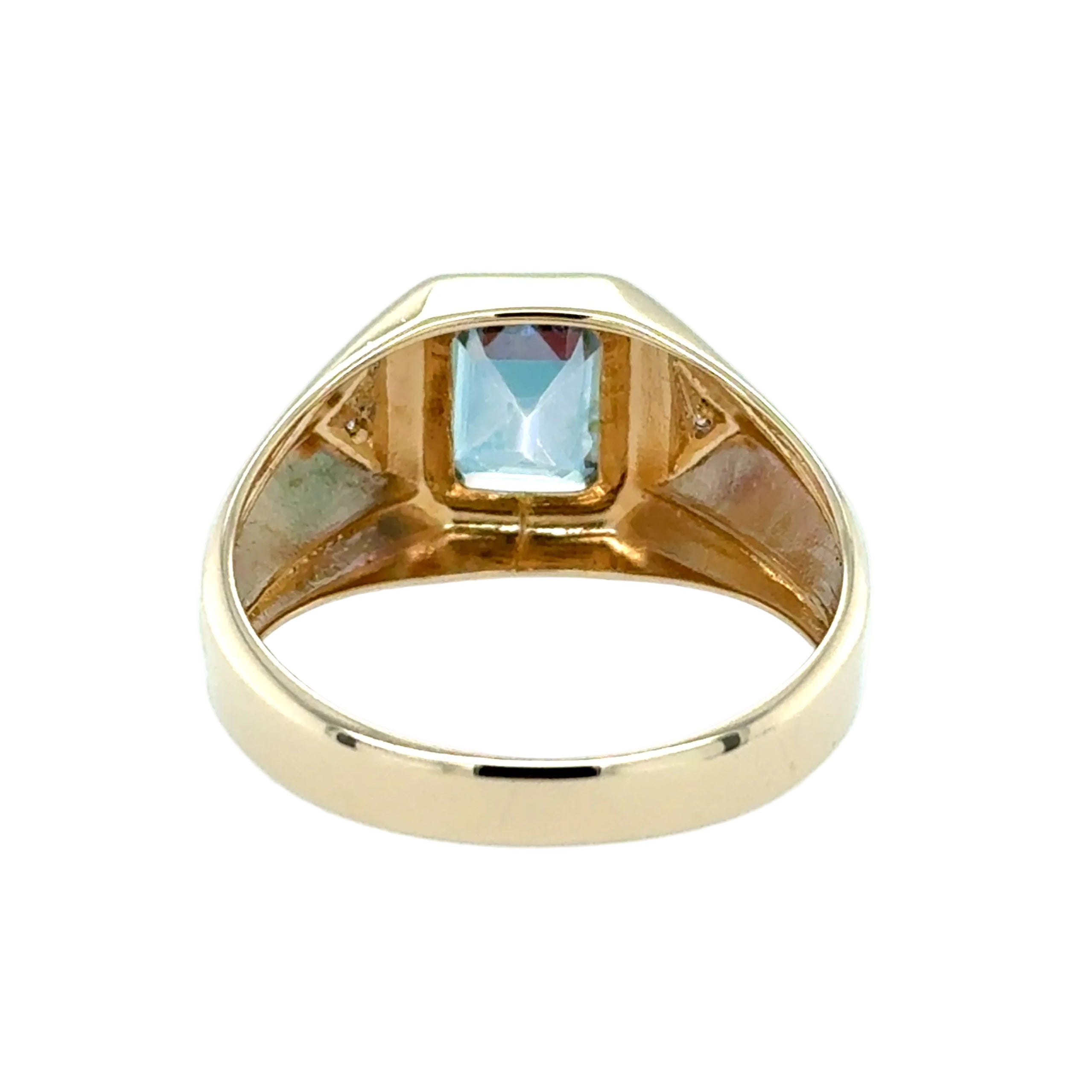 9ct Yellow Gold Mystic Blue Topaz Signet Ring Size Z+2 - 4.75g
