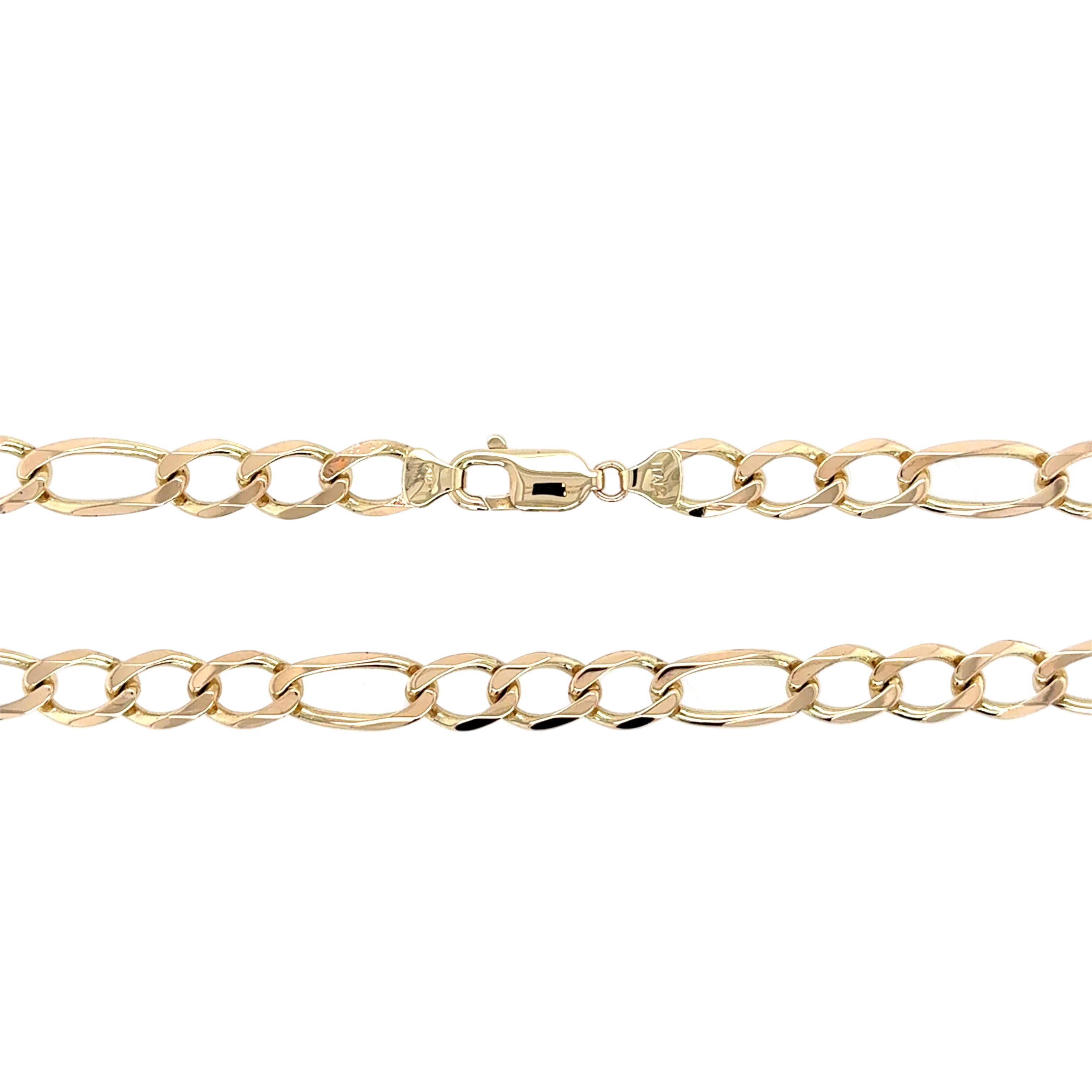 9ct Yellow Gold 20"/50cm Figaro Link Chain Necklace - 28.80g