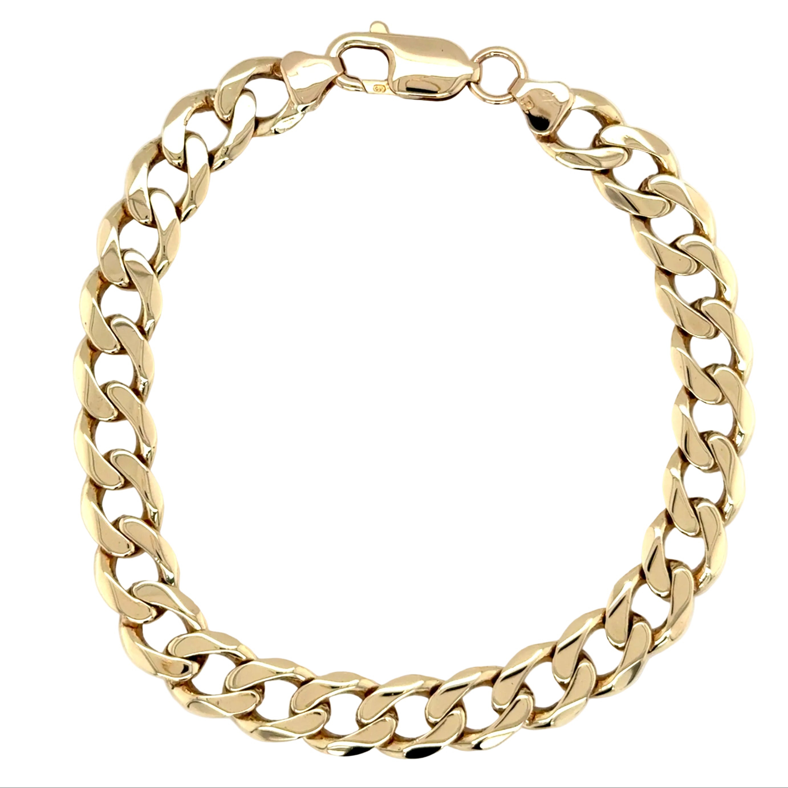 9ct Yellow Gold 8"/20cm Curb Link Bracelet - 17.80g