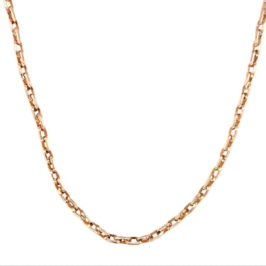 Rose gold chain necklace on a white background
