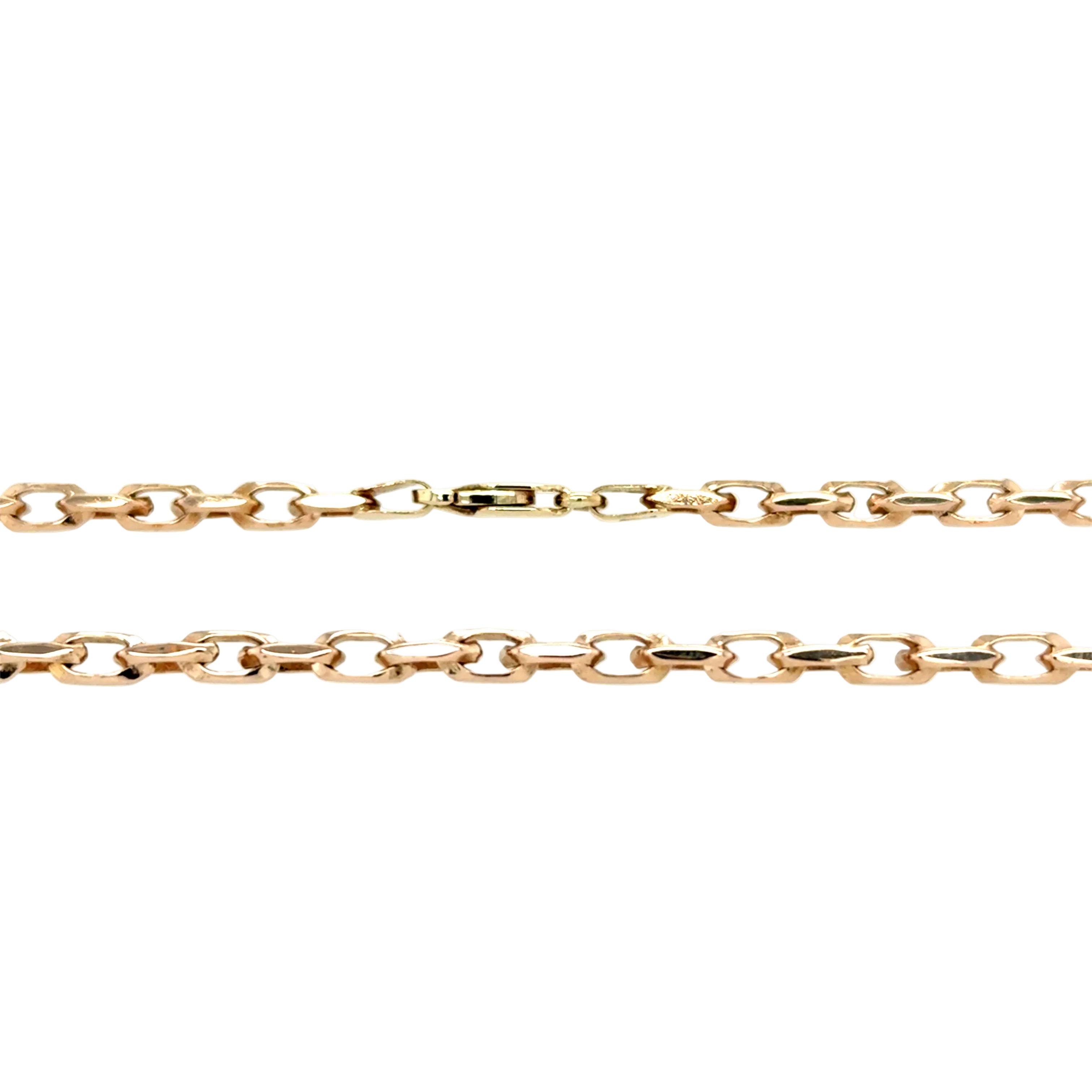 9ct Rose Gold 24"/60cm Rectangular Diamond Cut Belcher Link Chain - 19.90g