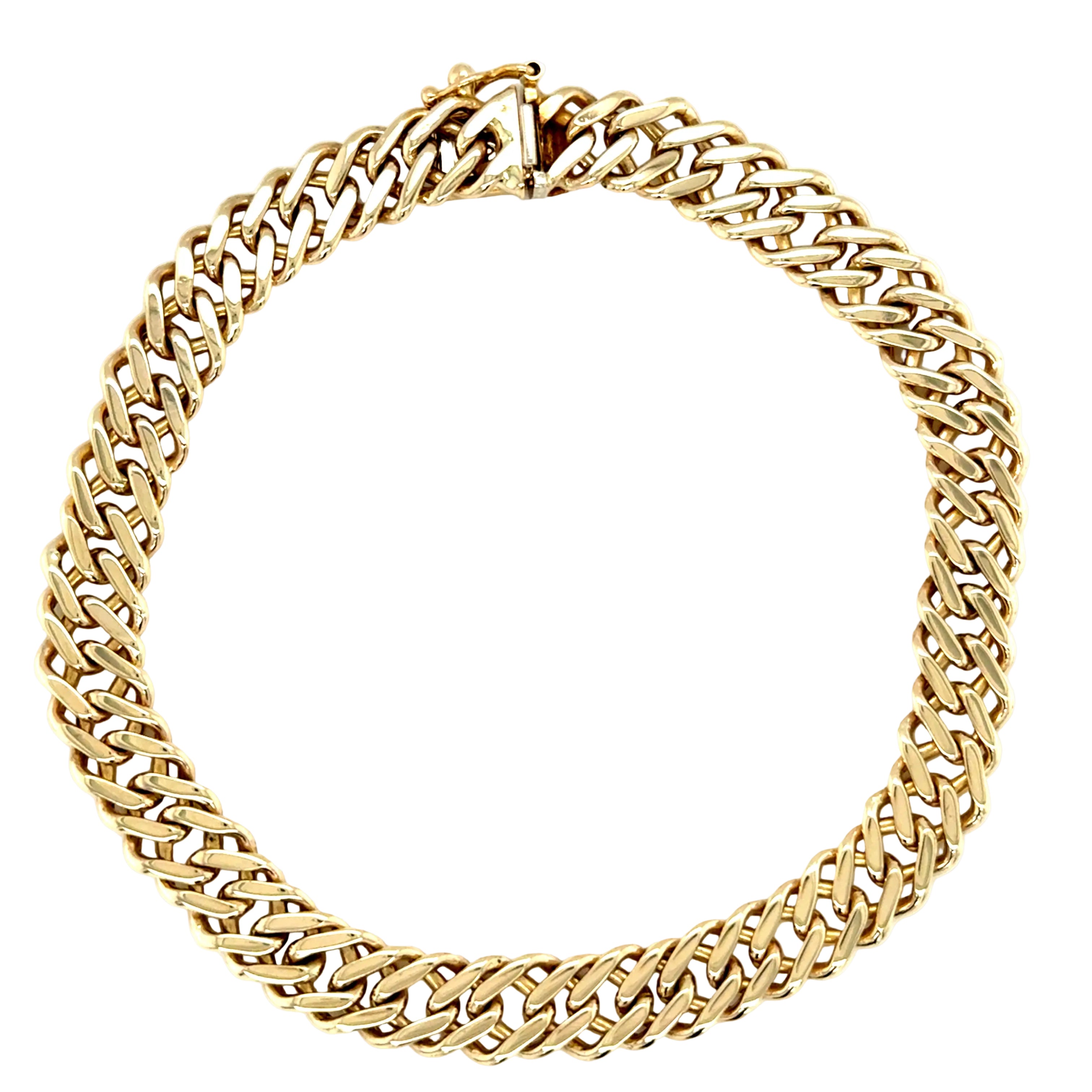 9ct Yellow Gold 8.5"/21.25cm Double Curb Link Bracelet - 20.90g