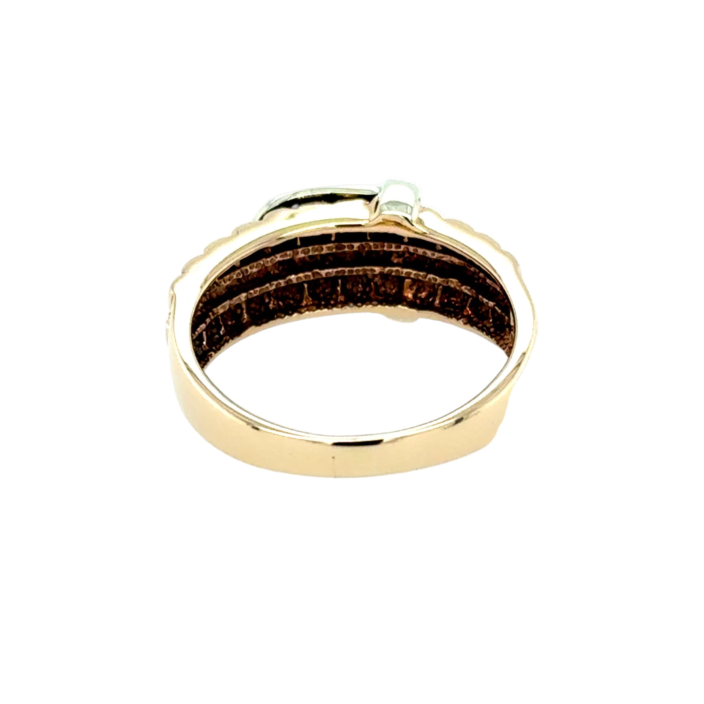 9ct Yellow Gold 0.15ct Diamond Buckle Ring - 5.62g