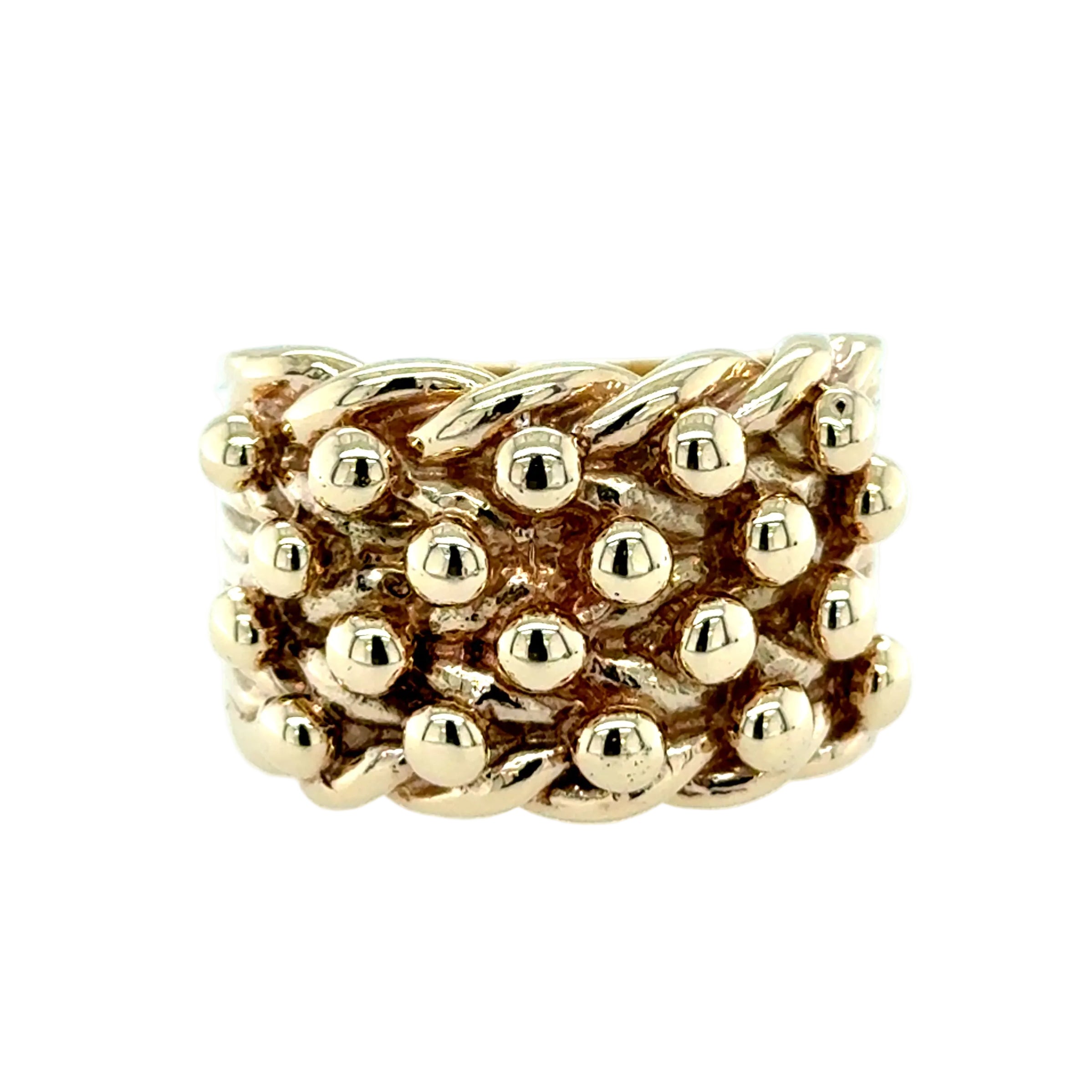 9ct Yellow Gold Four Row Keeper Ring Size Y - 22.38g