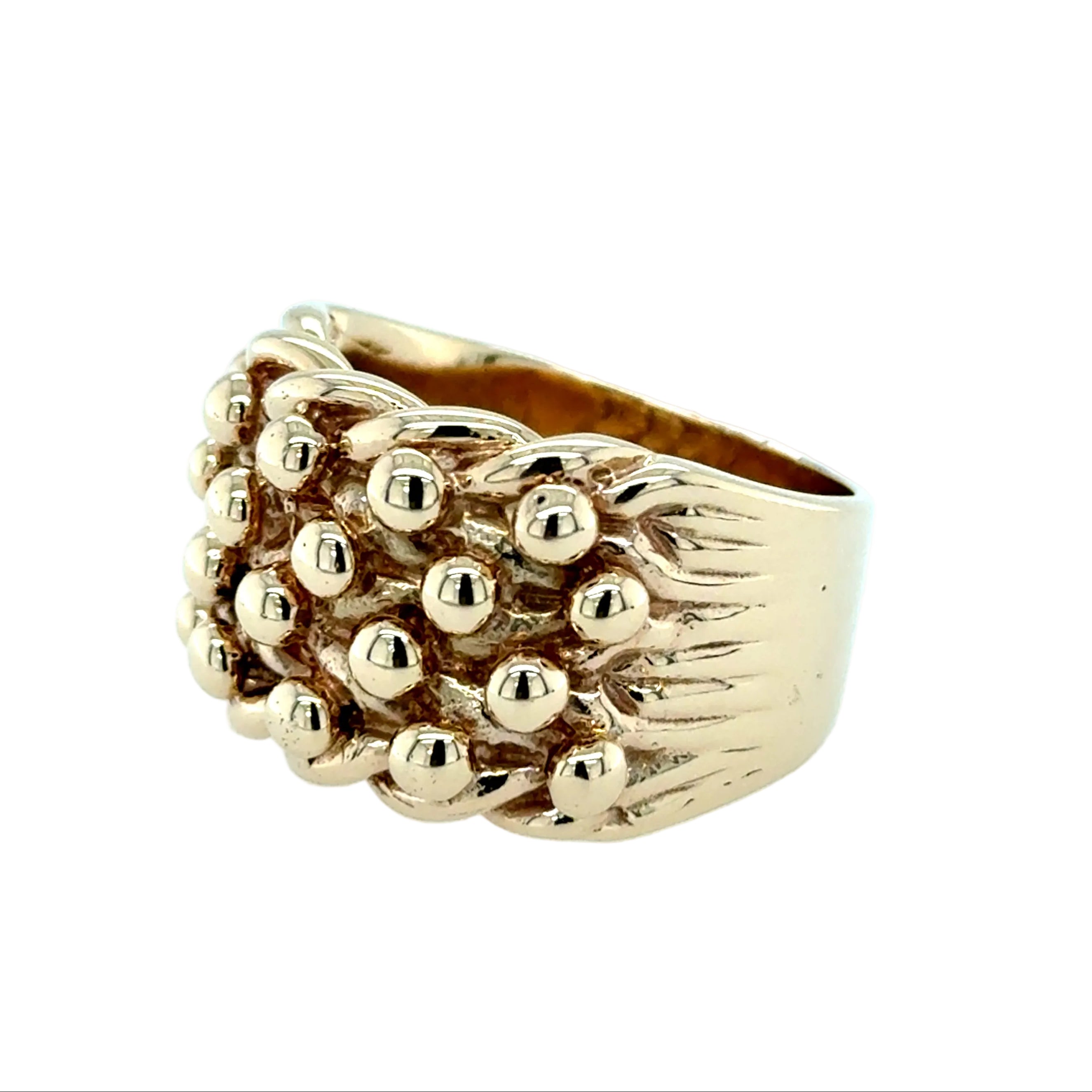 9ct Yellow Gold Four Row Keeper Ring Size Y - 22.38g