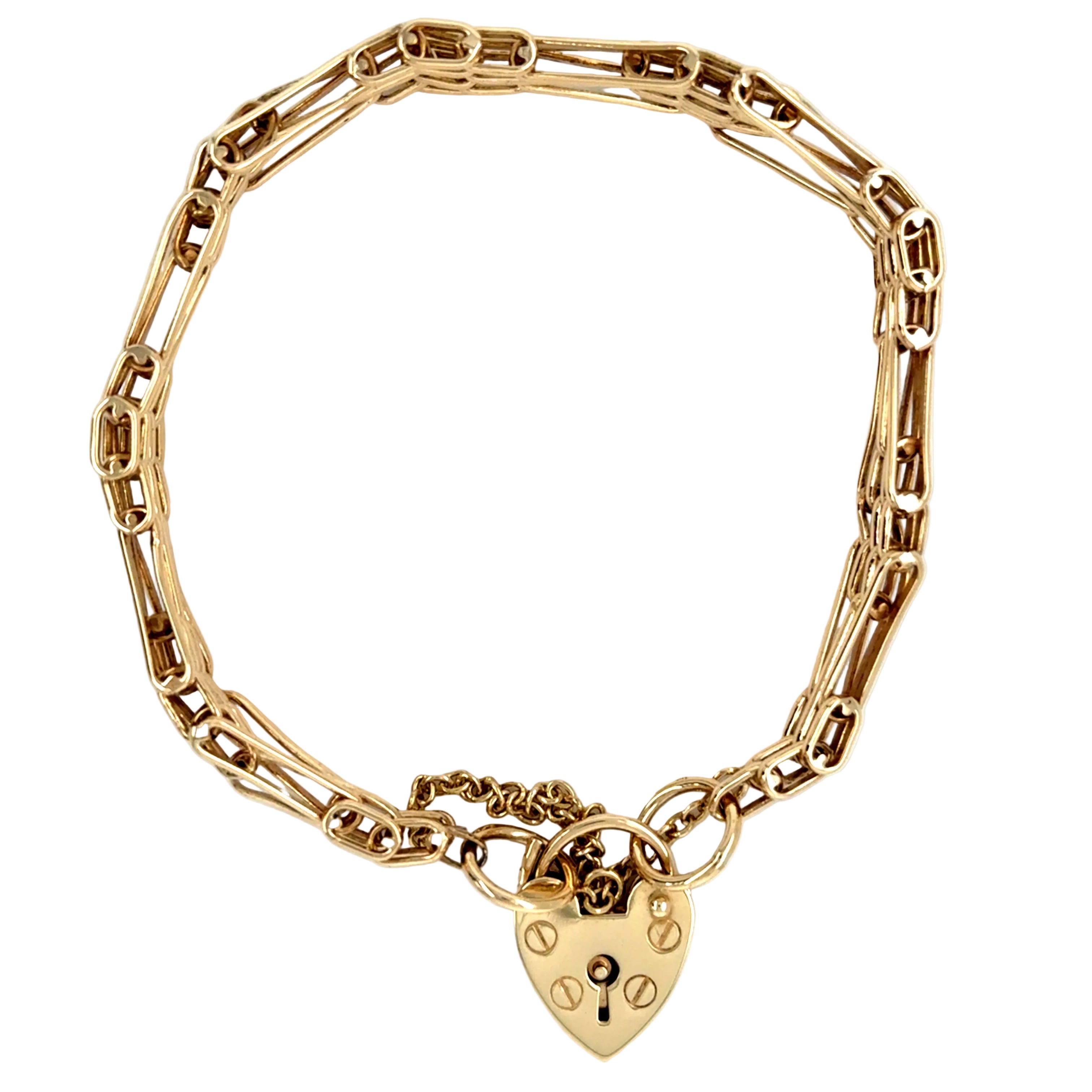 9ct Yellow Gold 7"/17.50cm Bow Shaped Gate Bracelet - 15.83g