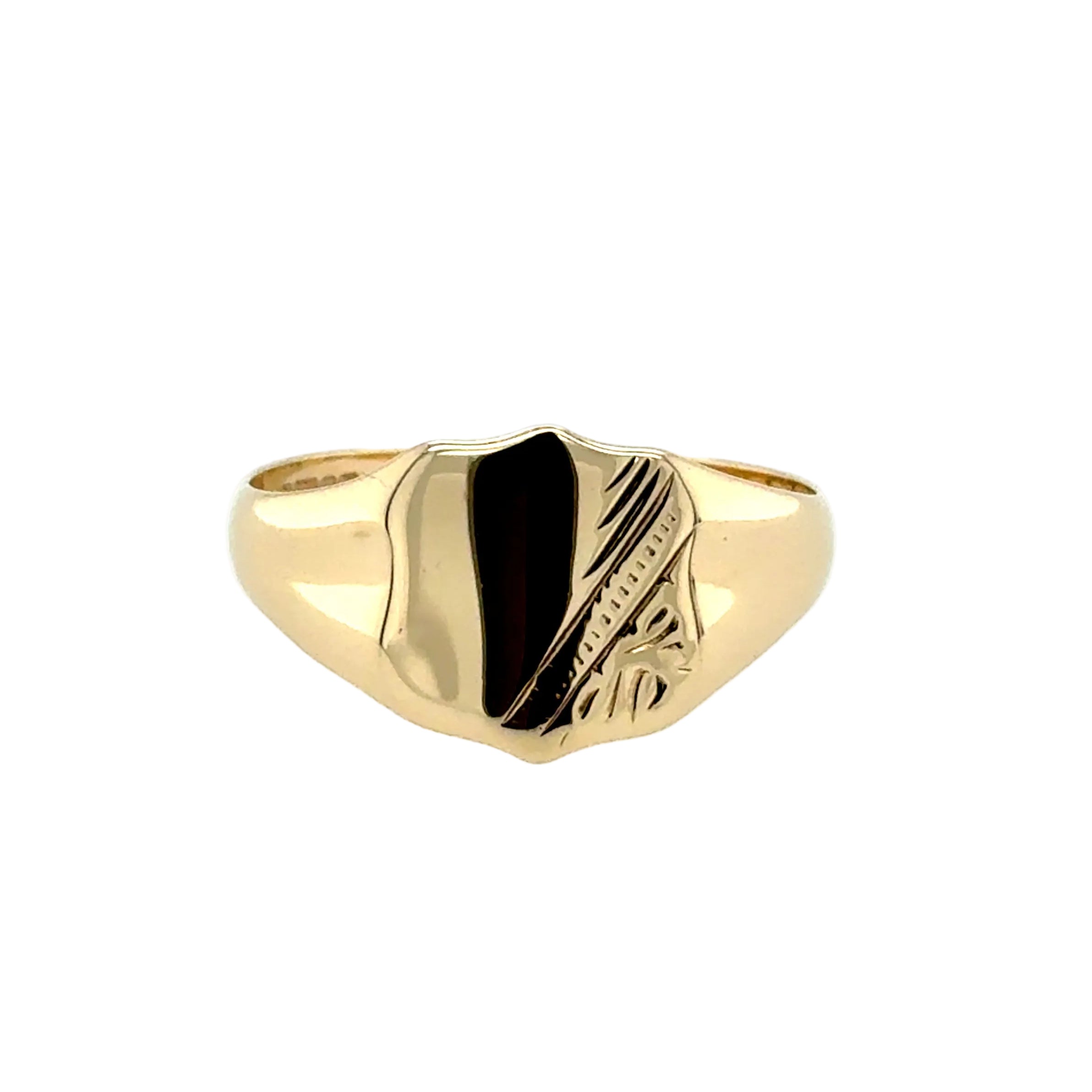 9ct Yellow Gold Shield Signet Ring Birmingham 1993