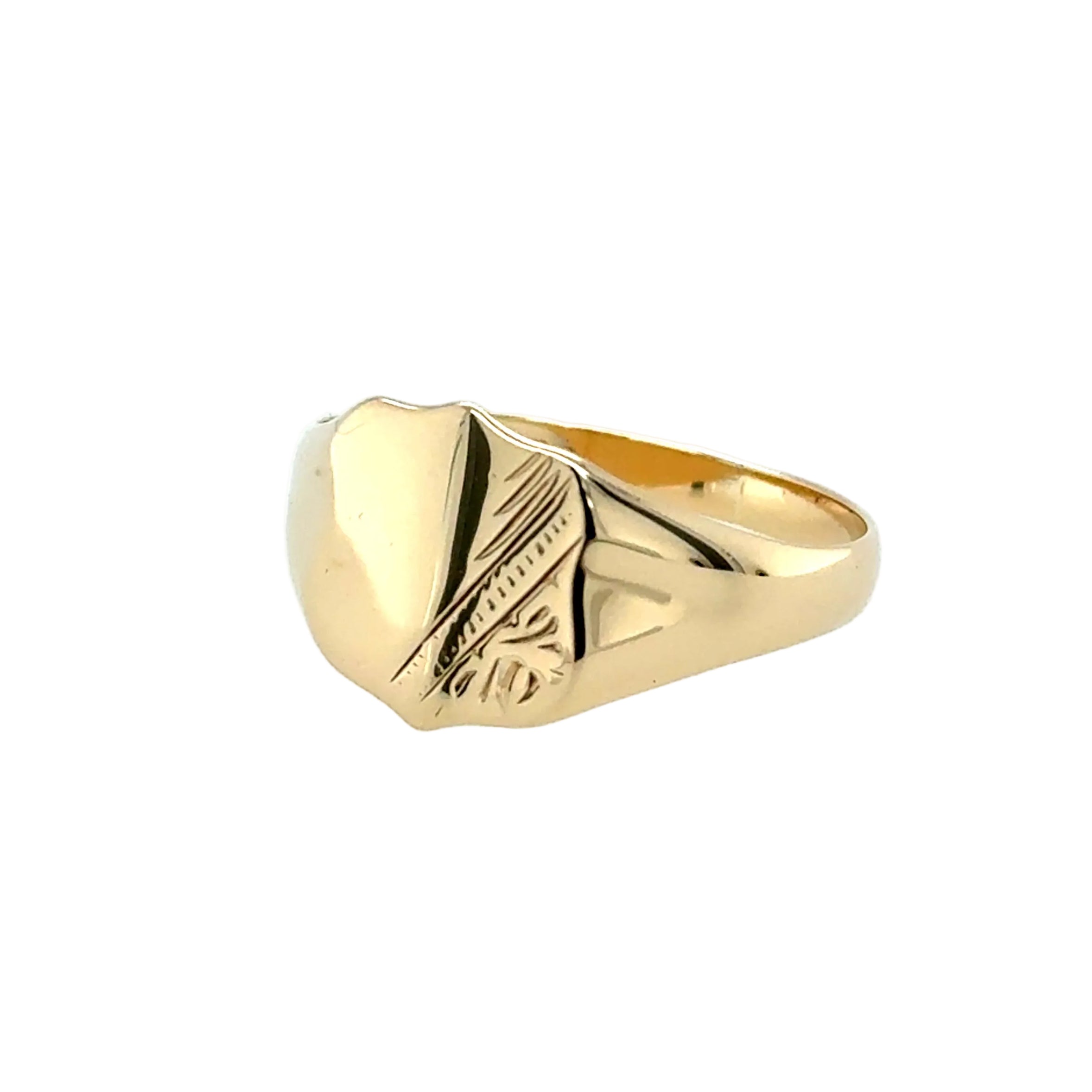 9ct Yellow Gold Shield Signet Ring Birmingham 1993