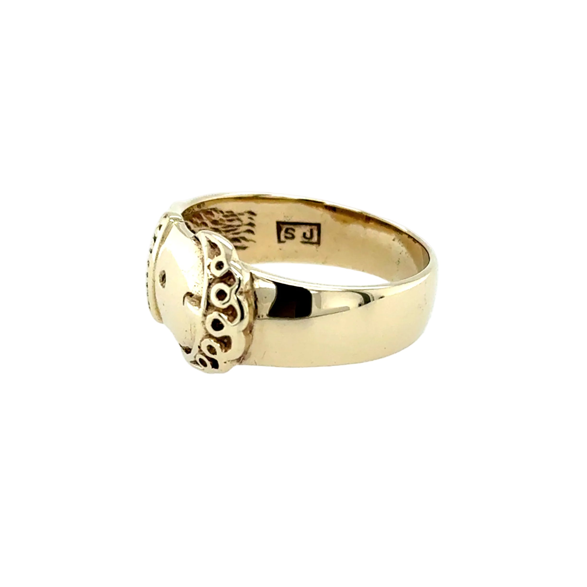 9ct Yellow Gold Vintage Buckle Ring London 1976