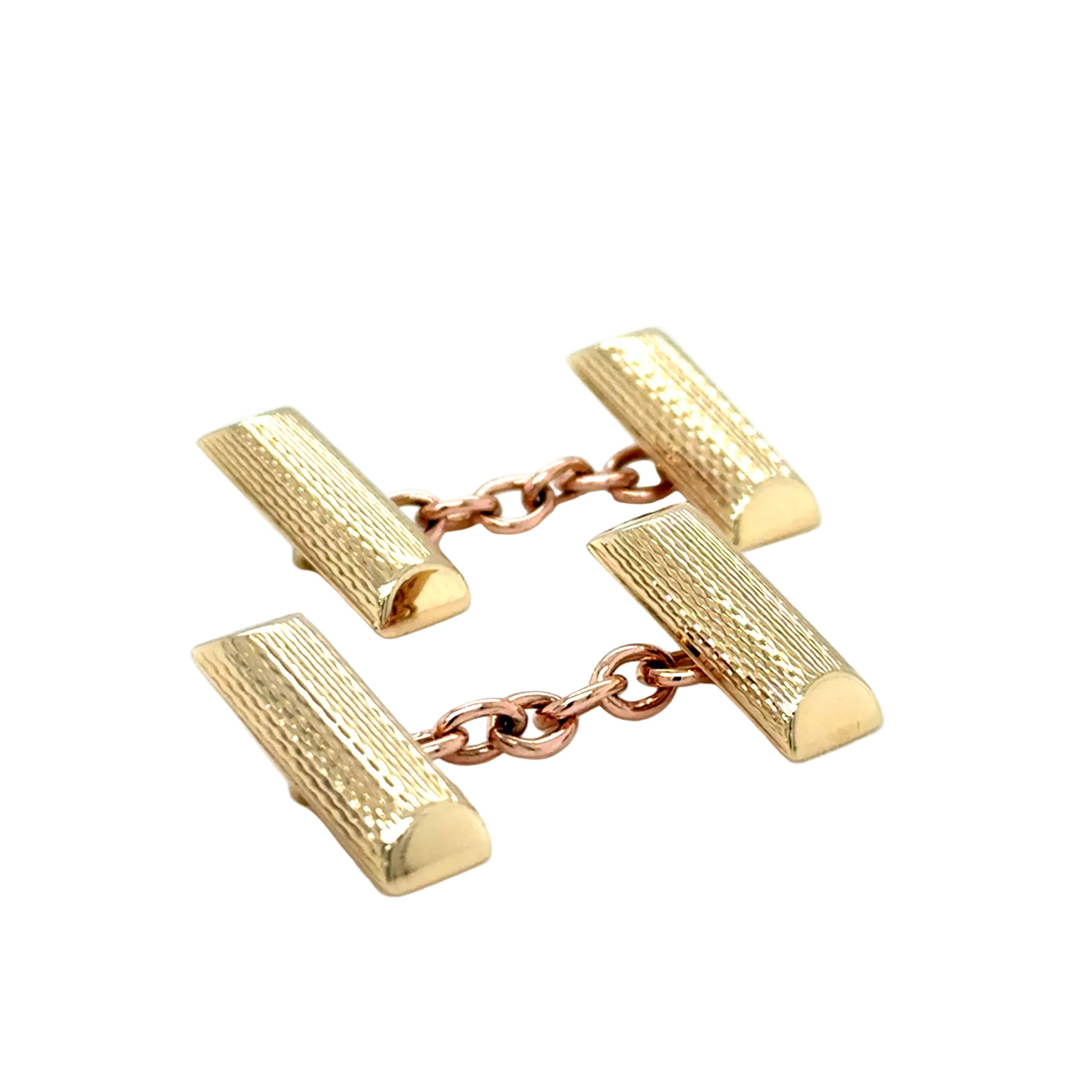 A Pair Of 9ct Yellow Gold Vintage 1960's Engraved Bar Cufflinks