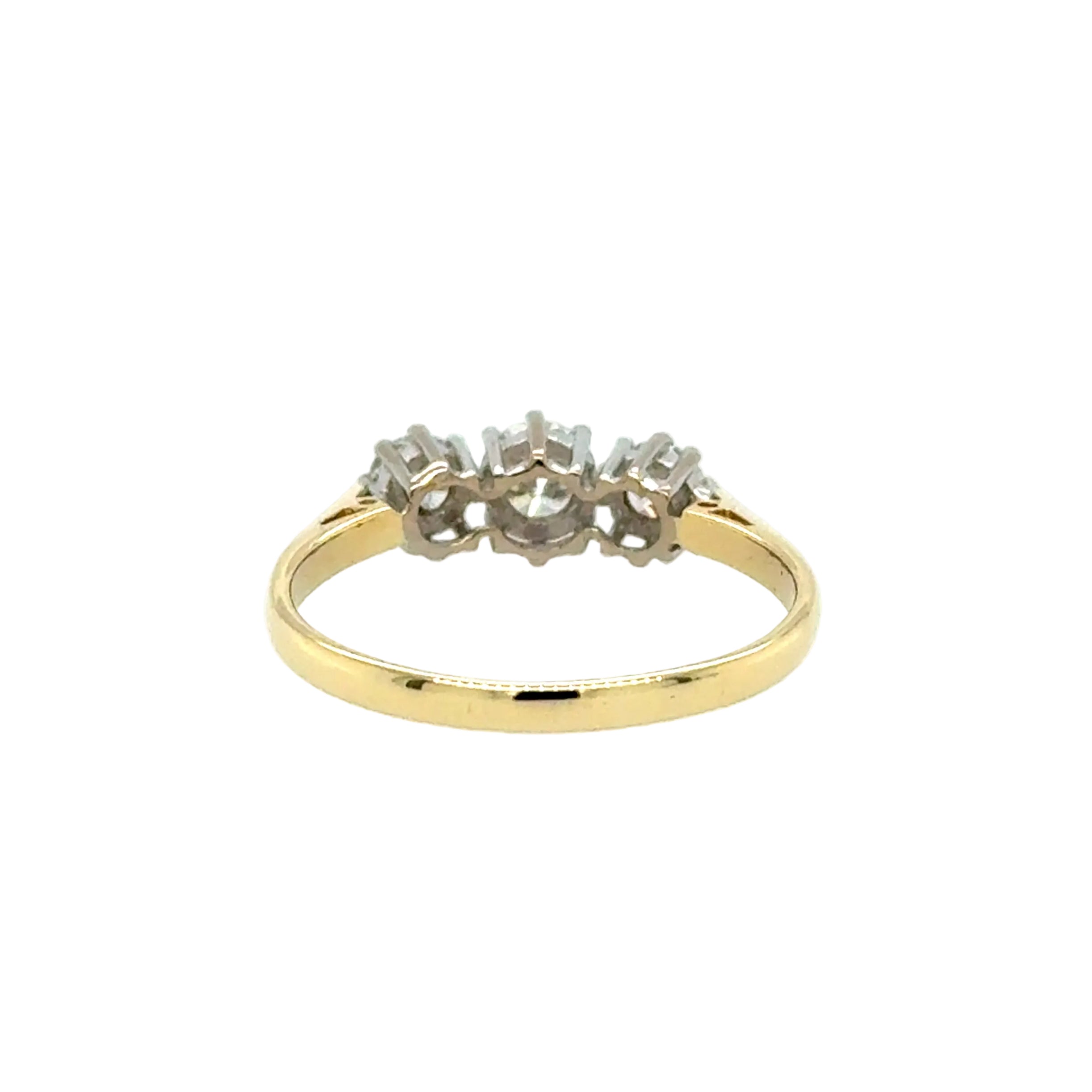 0.50ct Diamond Three Stone Ring 18ct Yellow Gold Birmingham 1987