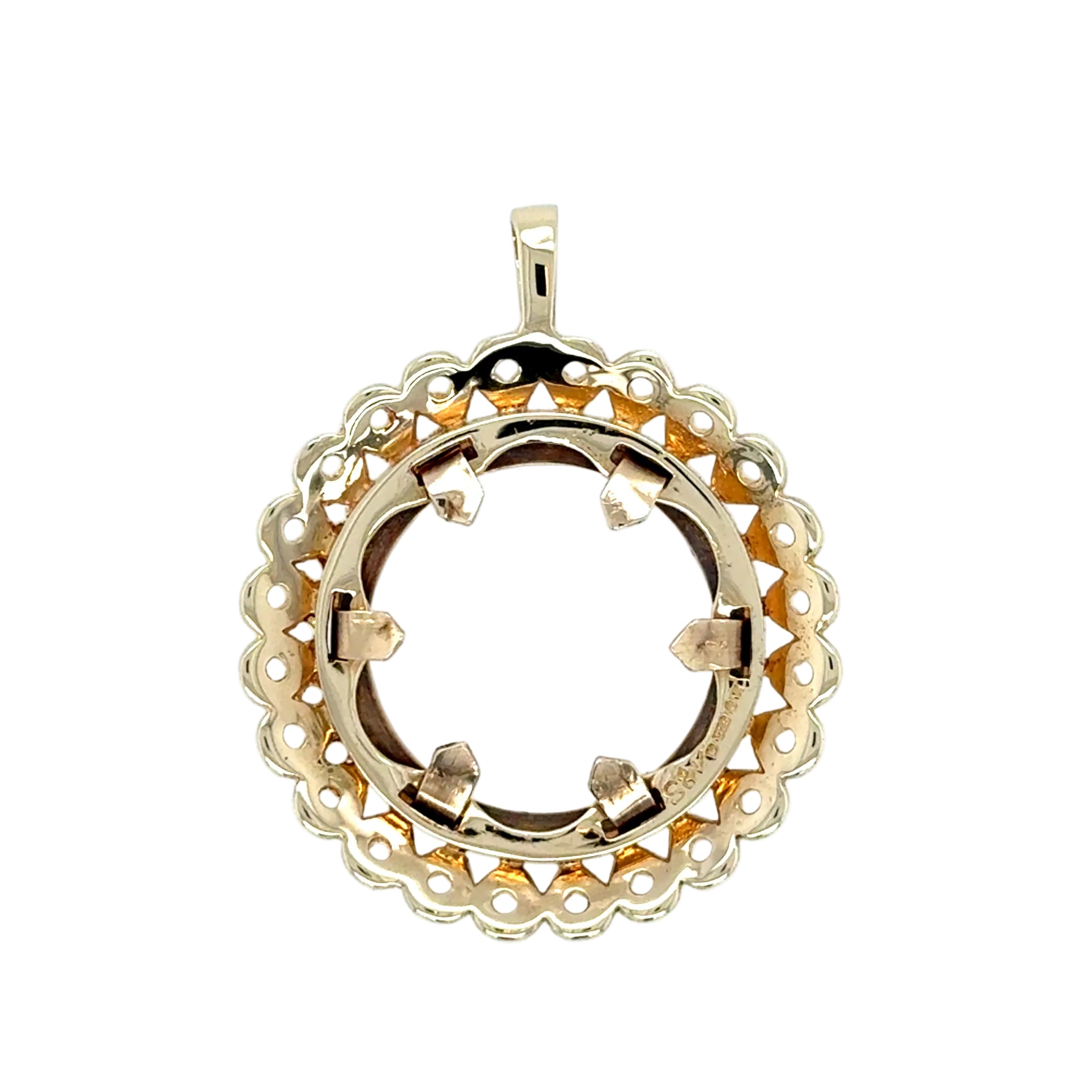 9ct Yellow Gold Half Sovereign Wreath Pendant Mount London 1975