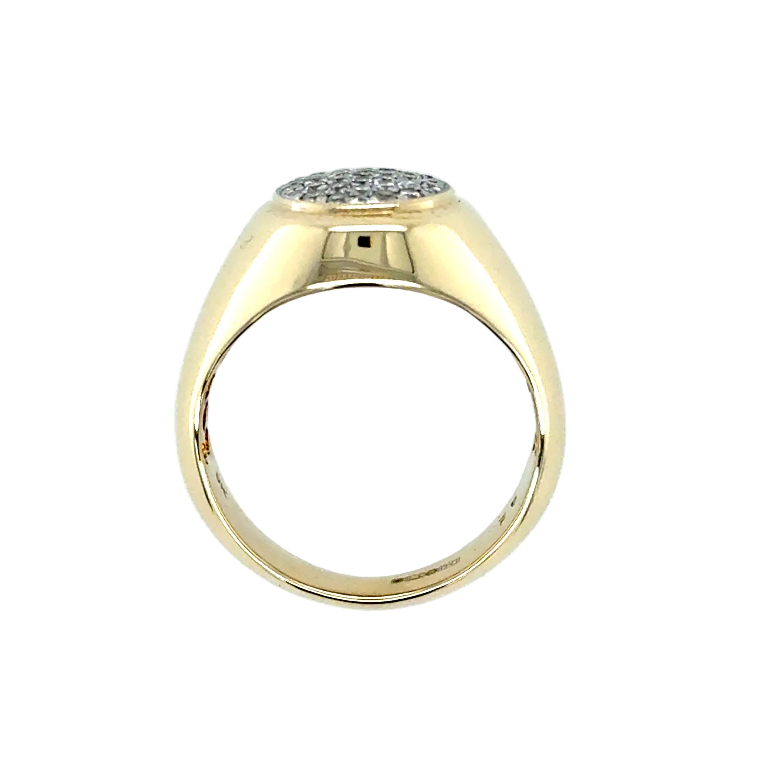 0.33ct Diamond Round Signet Ring 9ct Yellow Gold Size O