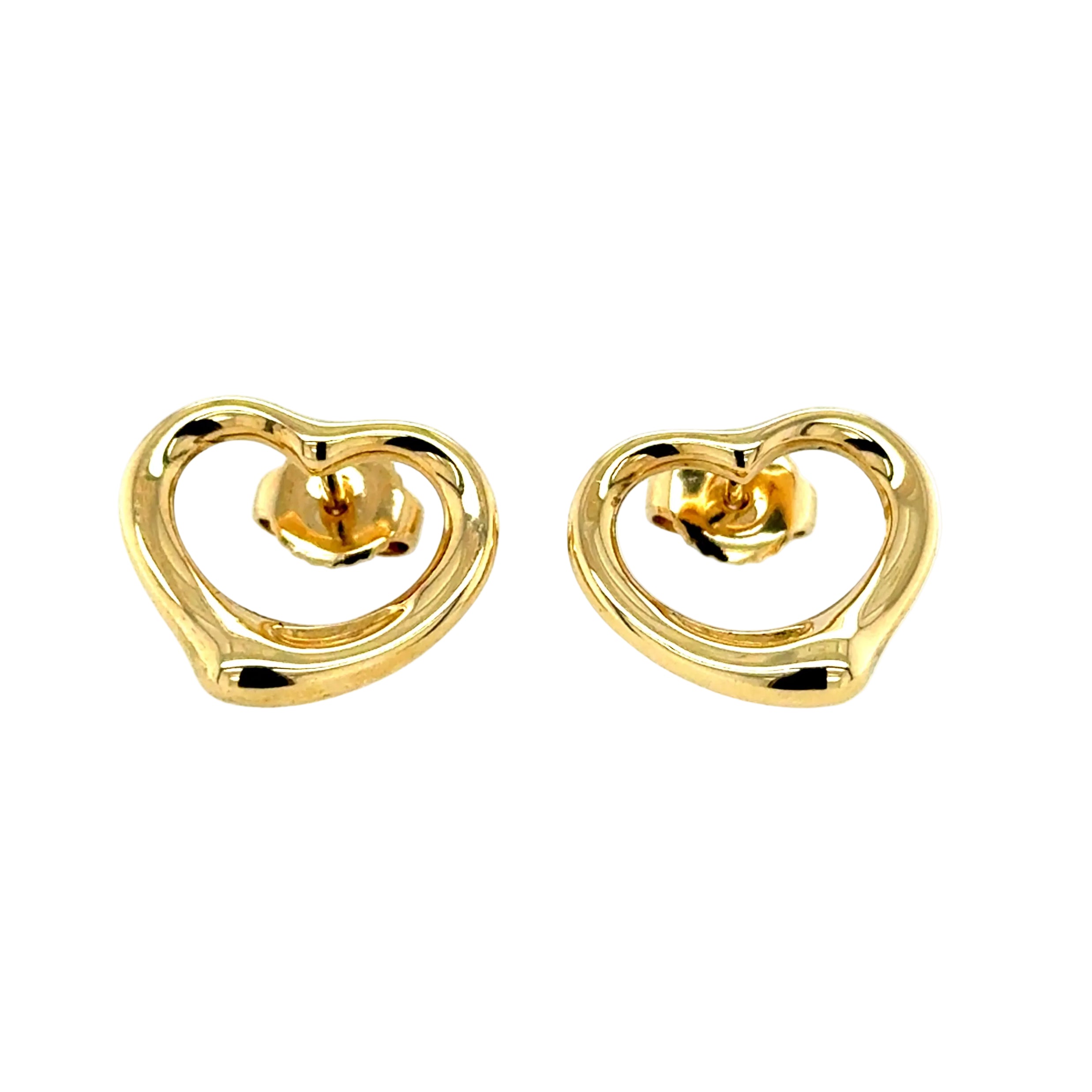 Tiffany & Co Elsa Peretti 11mm Open Heart Stud Earrings 18ct Yellow Gold