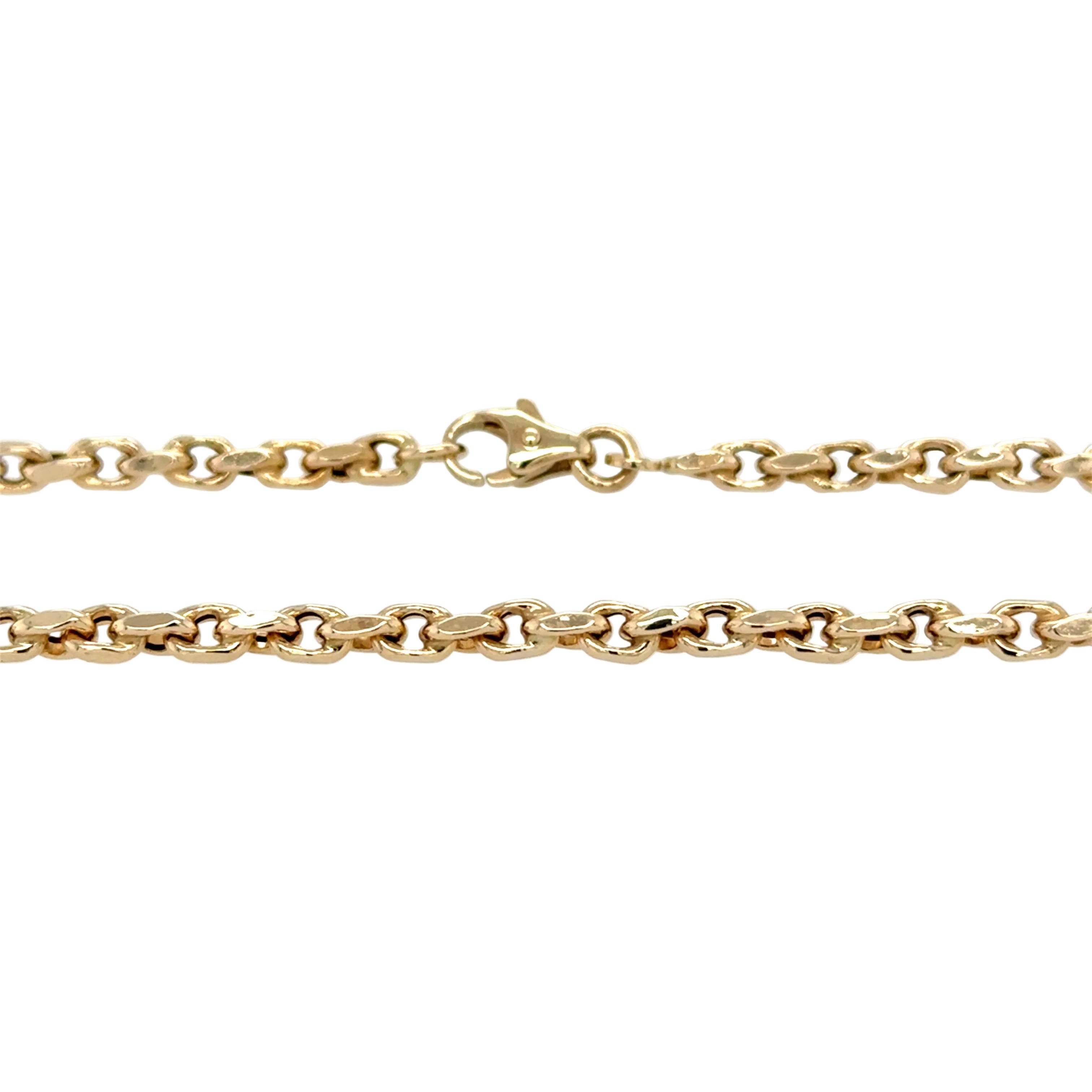 9ct Yellow Gold 20"/50cm Hollow Rectangular Belcher Link Chain