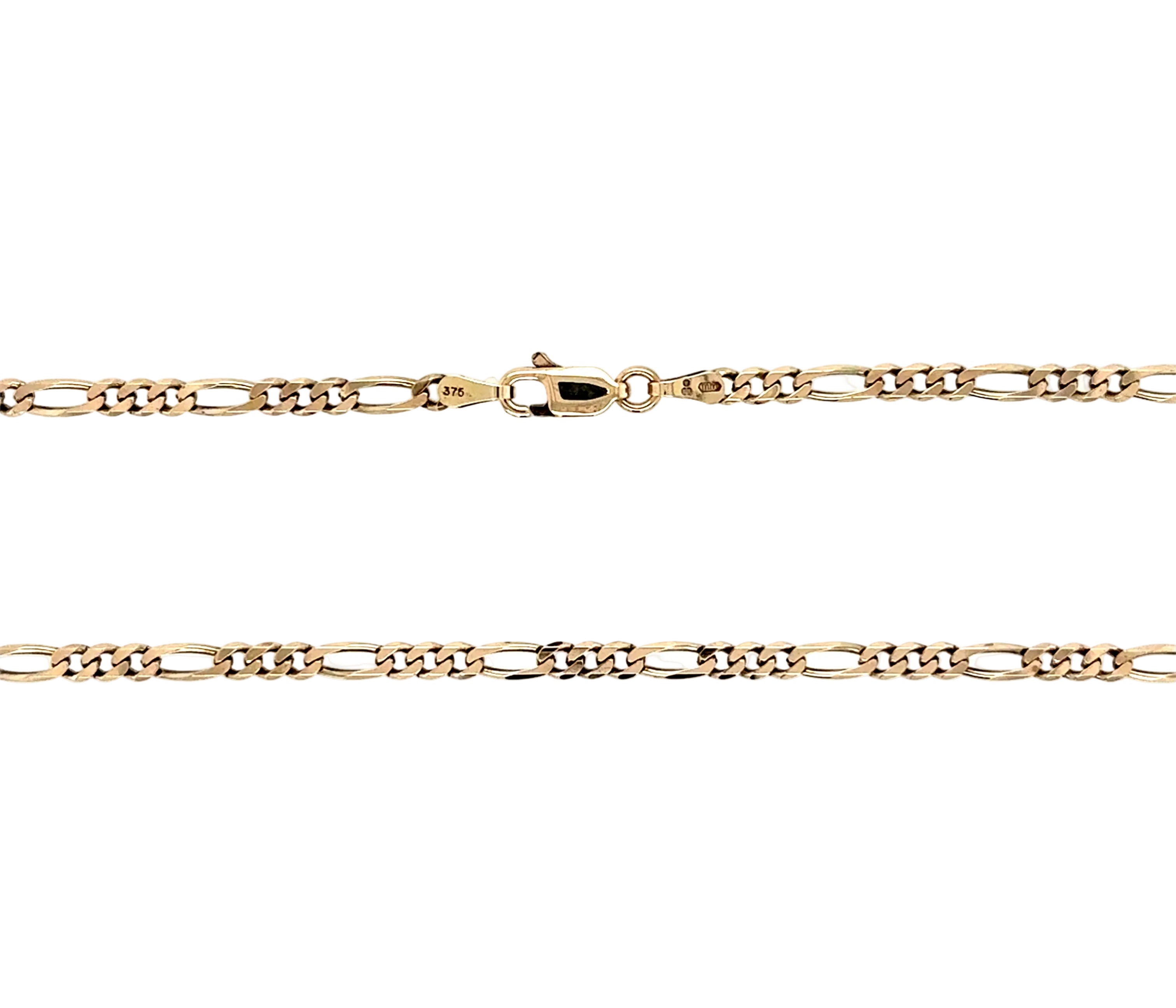 9ct Yellow Gold 24"/60cm Figaro Link Chain Necklace - 8.75g