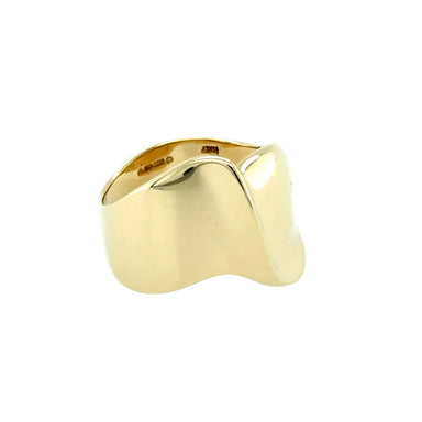 Unusual Vintage 9ct Yellow Gold Wave Dress Ring Circa 1990's