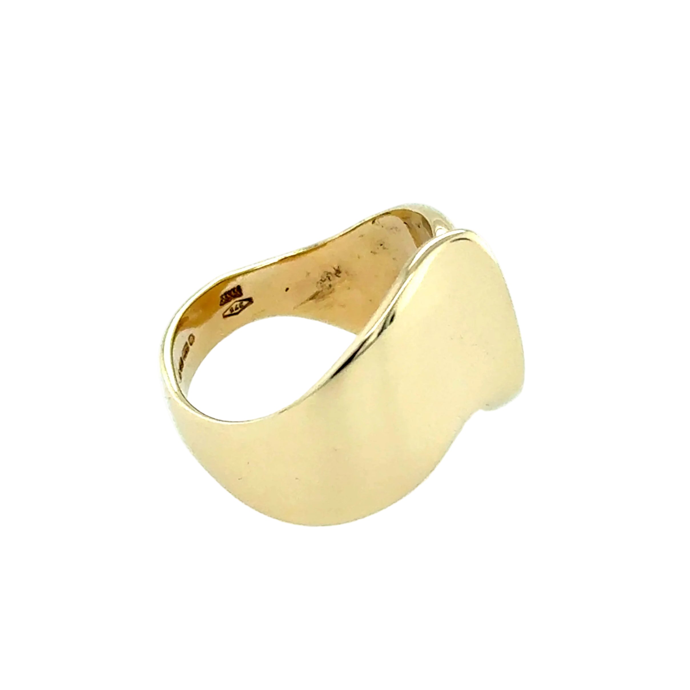 Unusual Vintage 9ct Yellow Gold Wave Dress Ring Circa 1990's