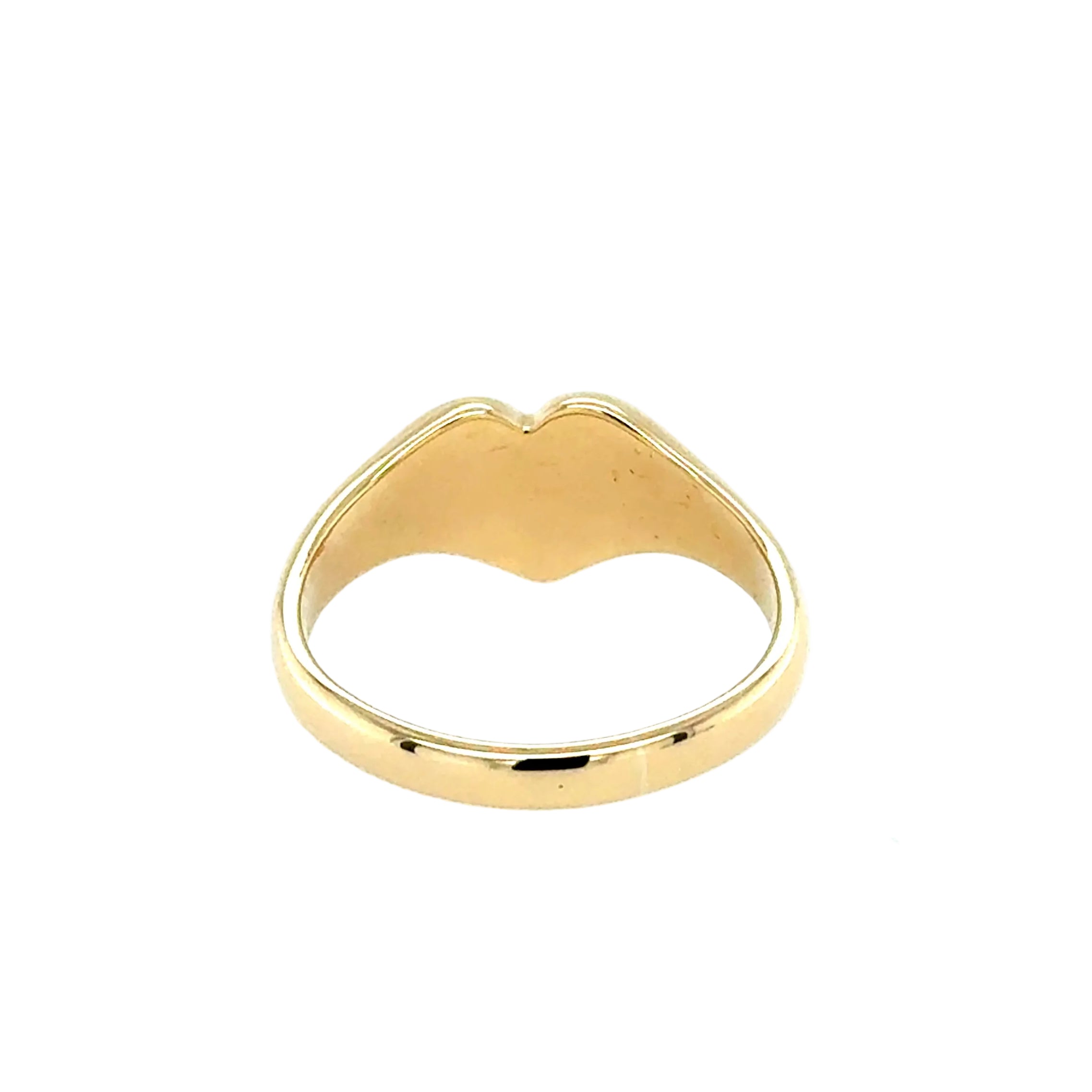 9ct Yellow Gold Heart Shaped Engraved Signet Ring Birmingham 1986