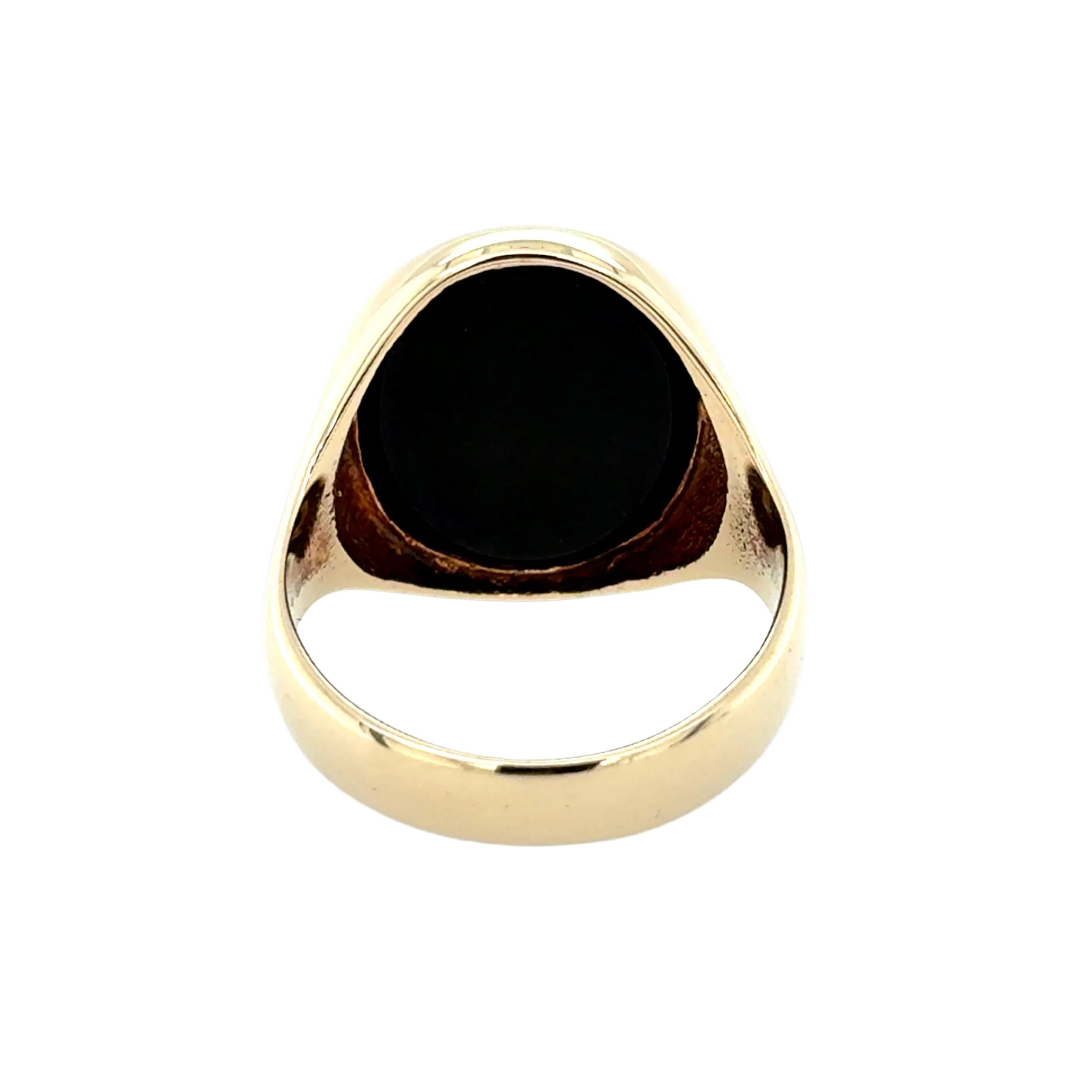 9ct Yellow Gold Oval Black Onyx Signet Ring Vintage London 1975
