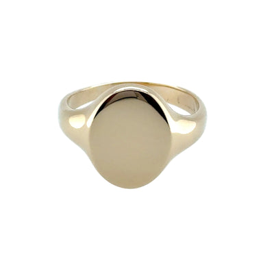9ct Yellow Gold Vintage Chunky Oval Signet Ring Size W