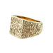 9ct Yellow Gold Vintage Heavyweight Bark Effect Square Signet Ring London 1972