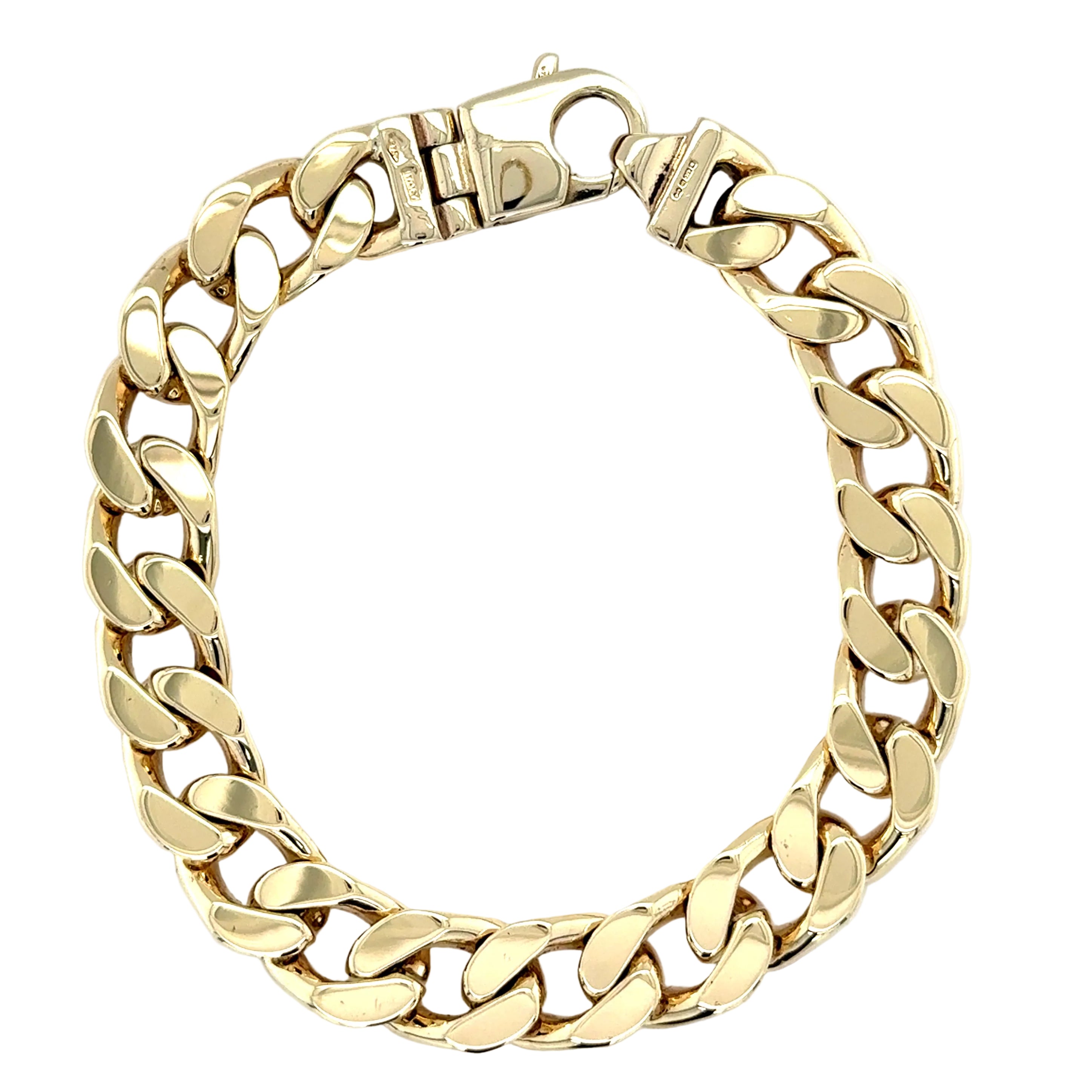 9ct Yellow Gold 9"/22.50cm Heavy Curb Link Bracelet - 66.50g