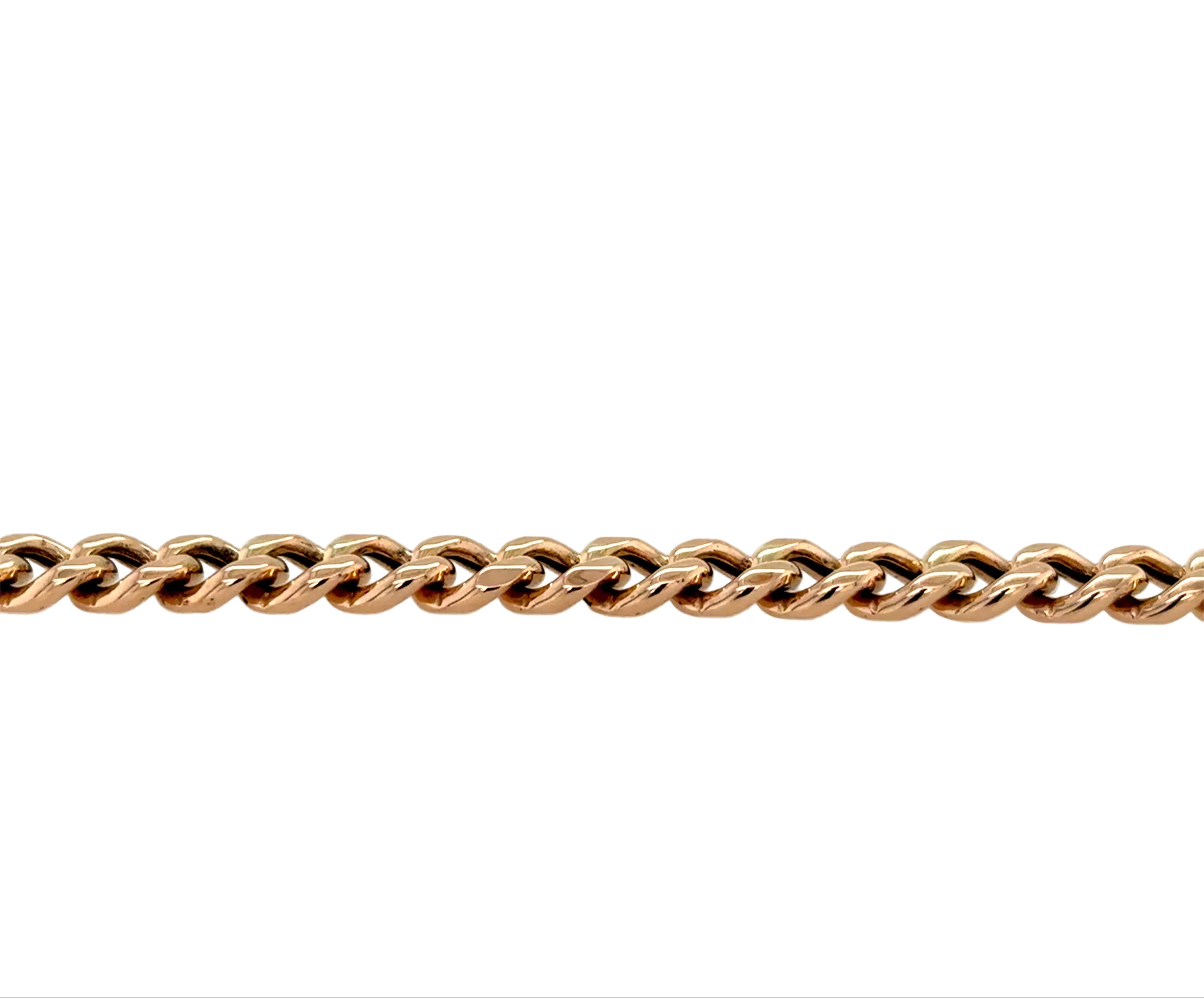 9ct Rose Gold 8.5"/21.25cm Hollow Curb Link Bracelet - 8.98g
