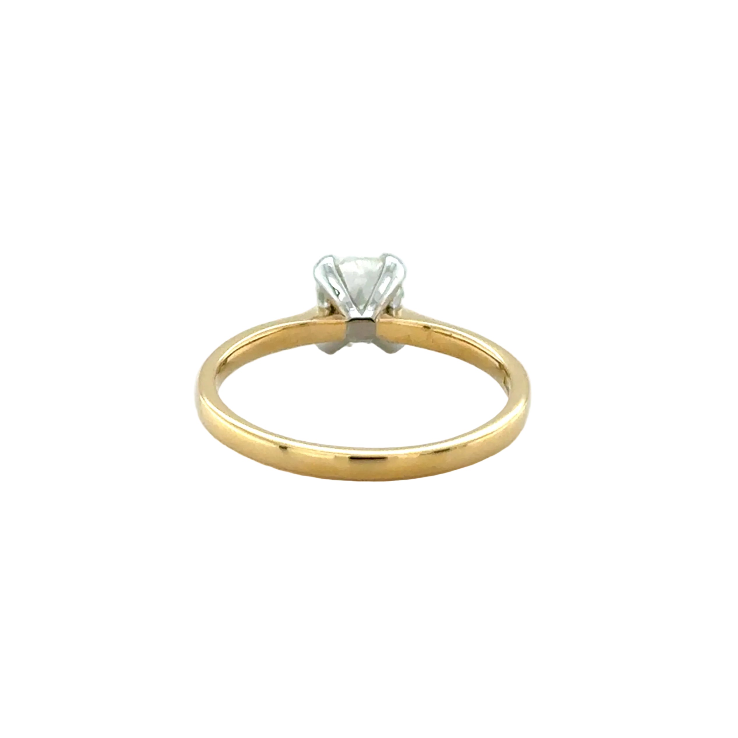 1.33ct Old Cushion Cut Diamond Single Stone Ring 18ct Yellow Gold Certified K SI2