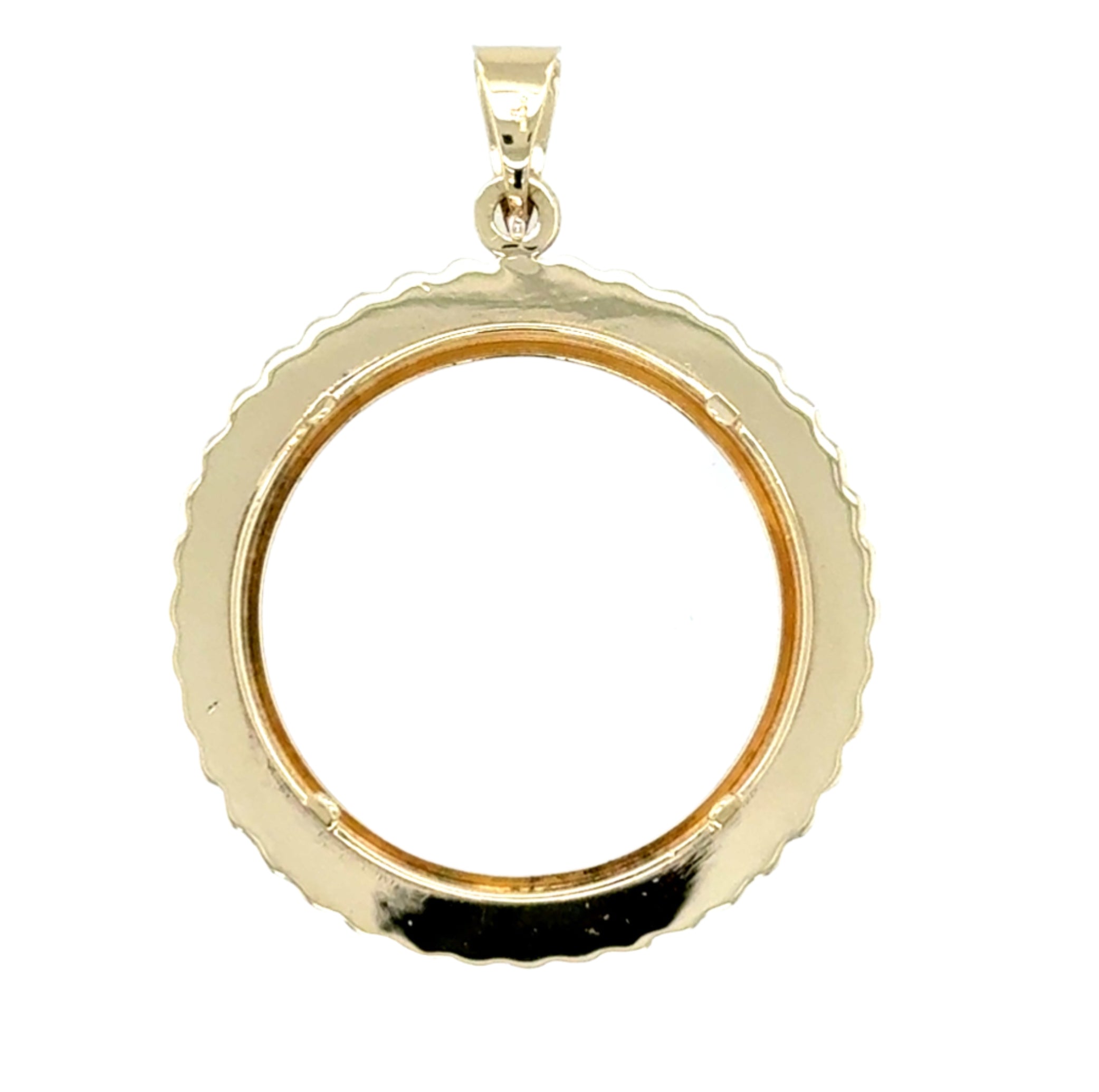 9ct Yellow Gold Diamond Cut Full Sovereign Pendant Mount