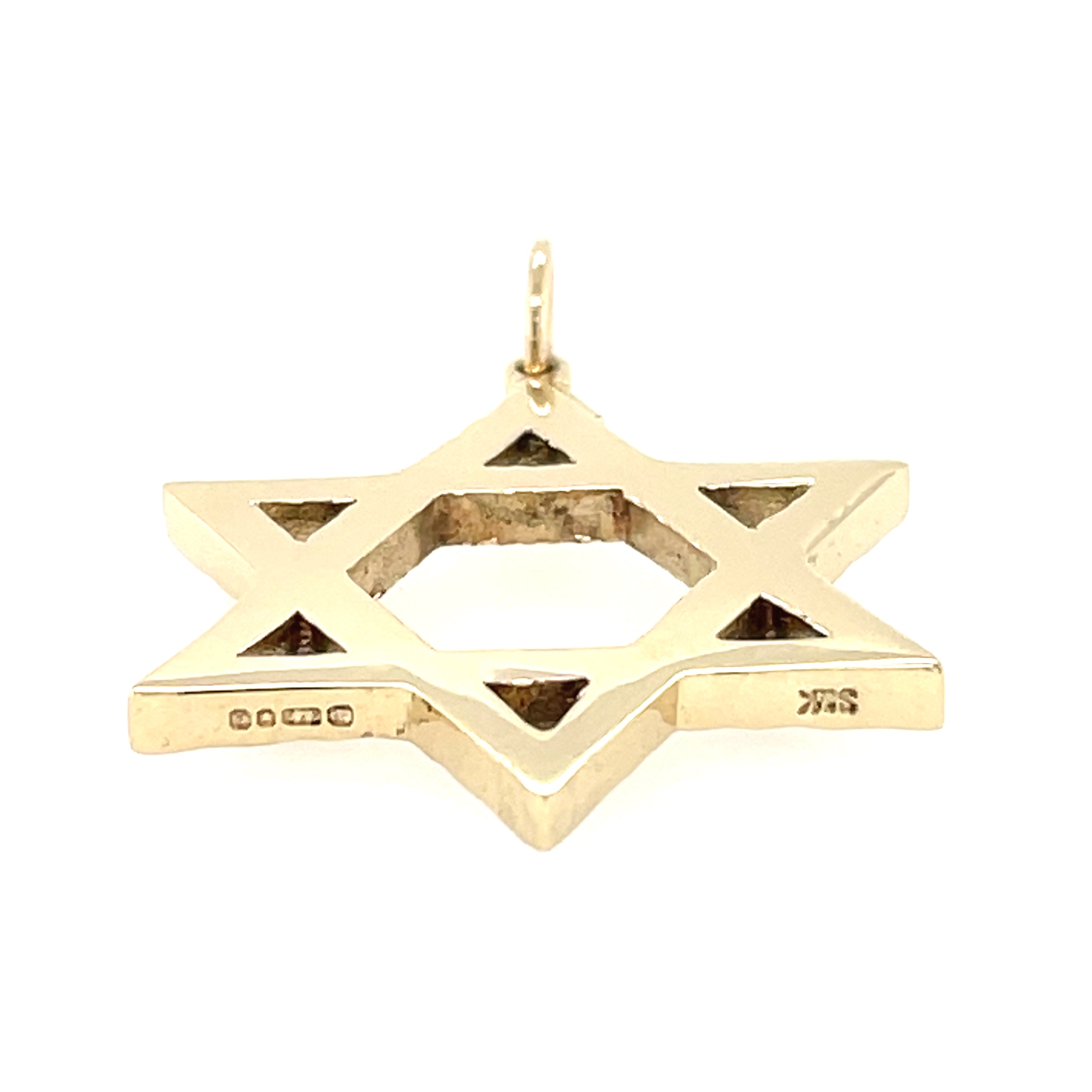 9ct Yellow Gold Star Of David Pendant Diamond Cut Finish Vintage 1977