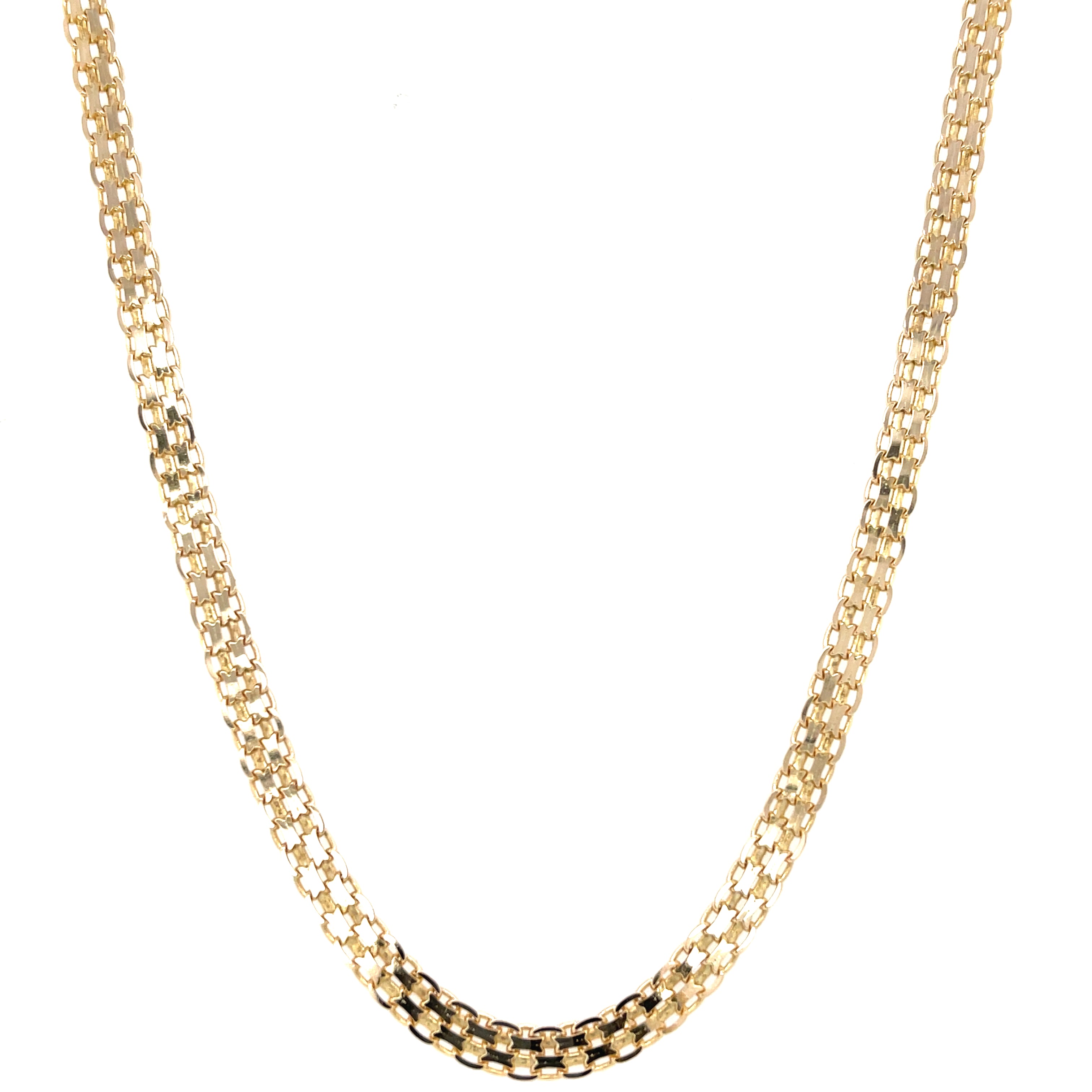 9ct Yellow Gold 17 Inch Fancy Double Link Necklace - 8.90g