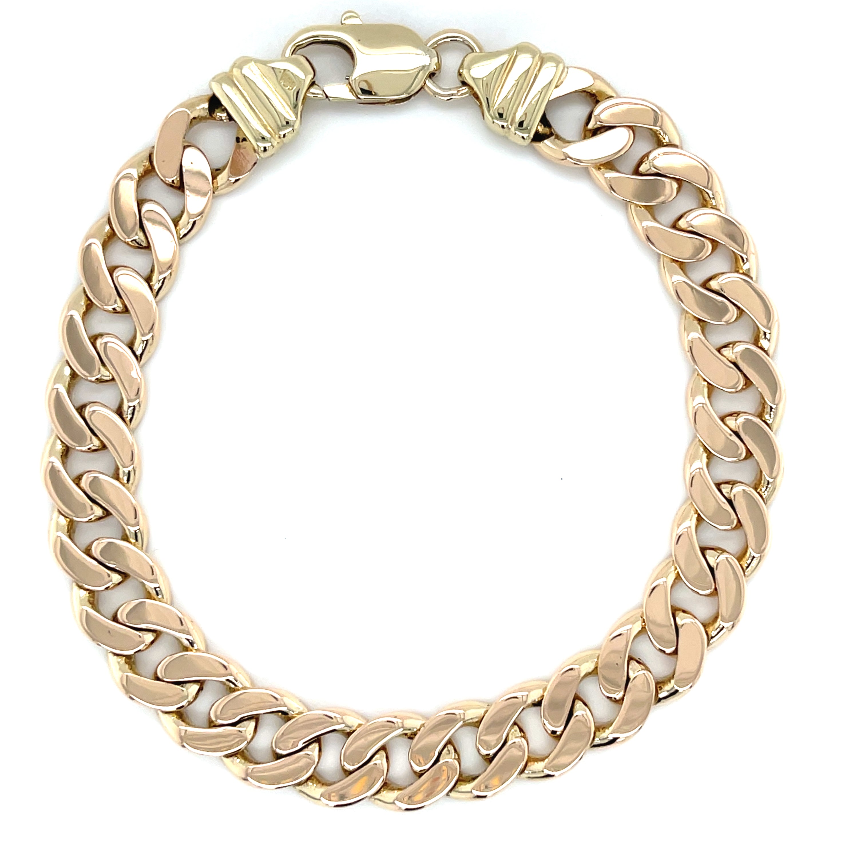 9ct Yellow Gold 8 Inch Flat Curb Link Bracelet - 28.76g