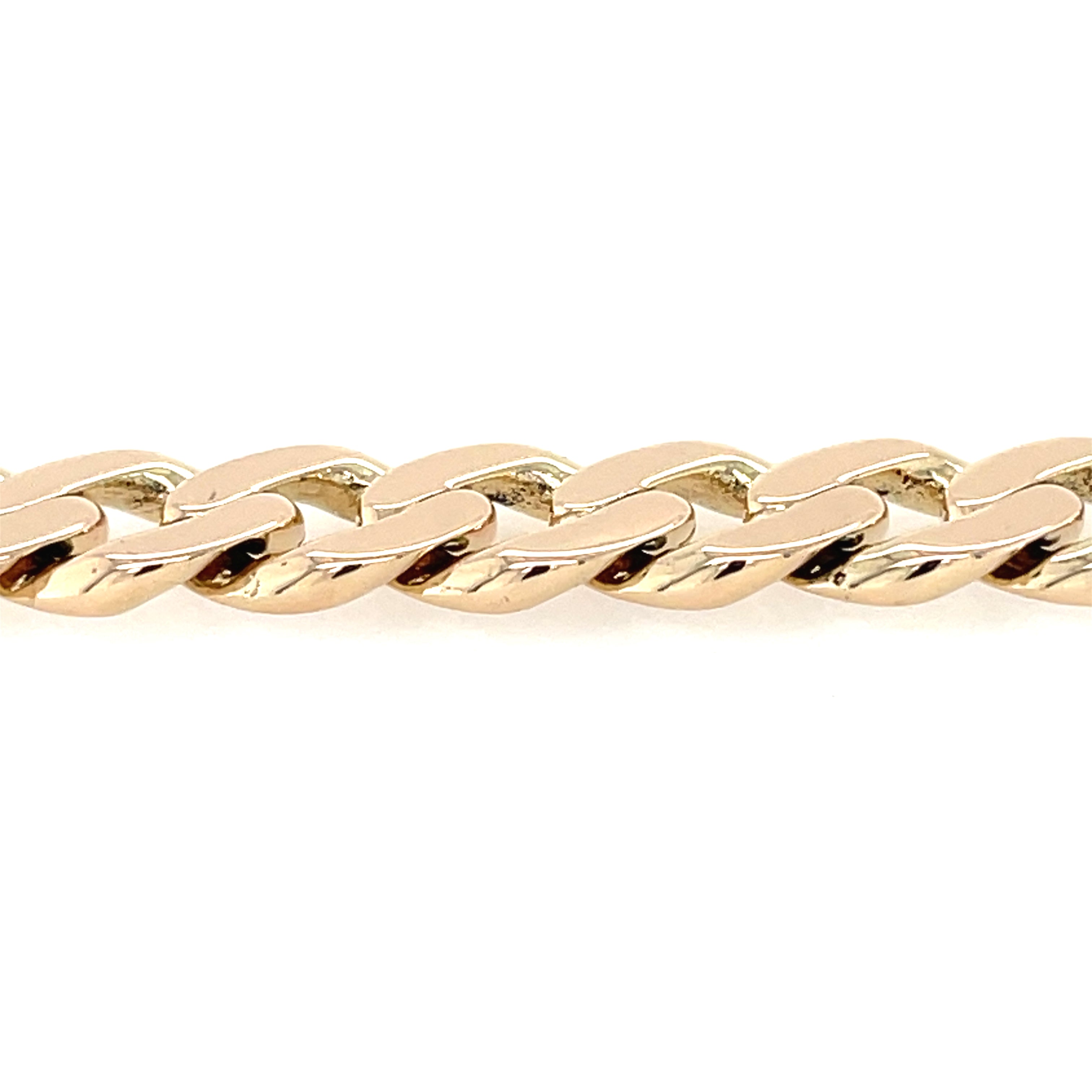 9ct Yellow Gold 8 Inch Flat Curb Link Bracelet - 28.76g