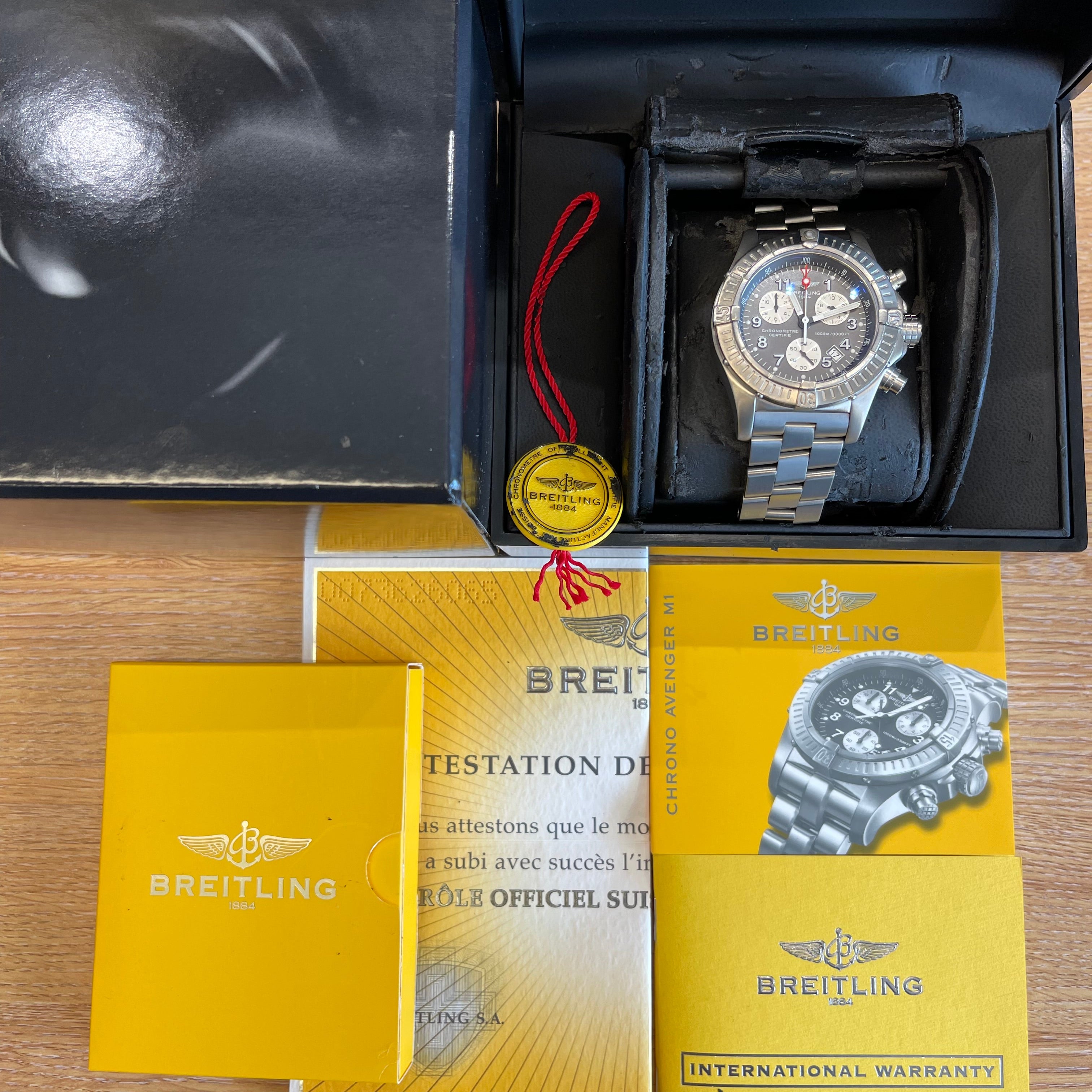 BREITLING Chrono Avenger M1 E73360 Titanium Watch Grey Dial 2007