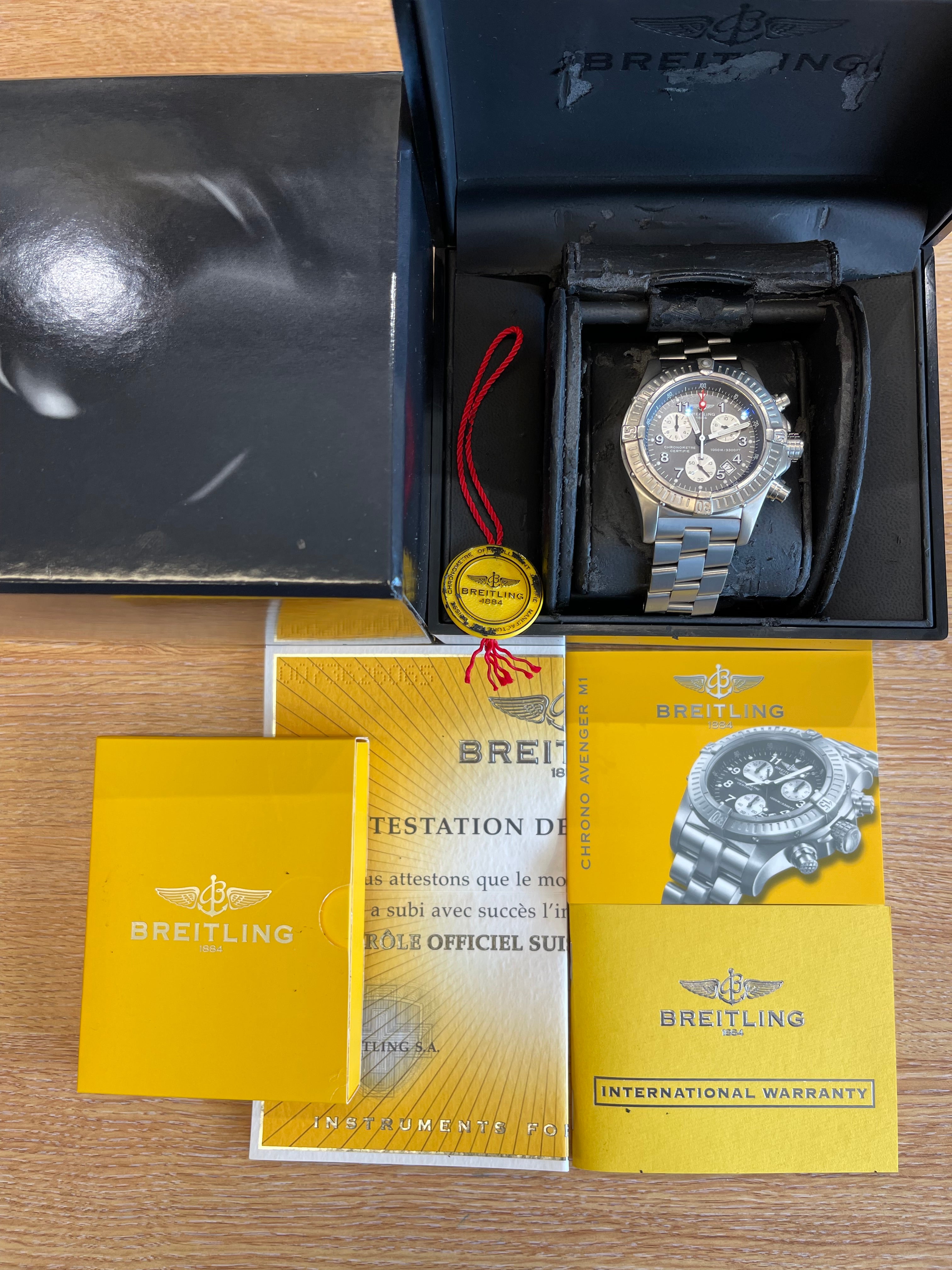 BREITLING Chrono Avenger M1 E73360 Titanium Watch Grey Dial 2007