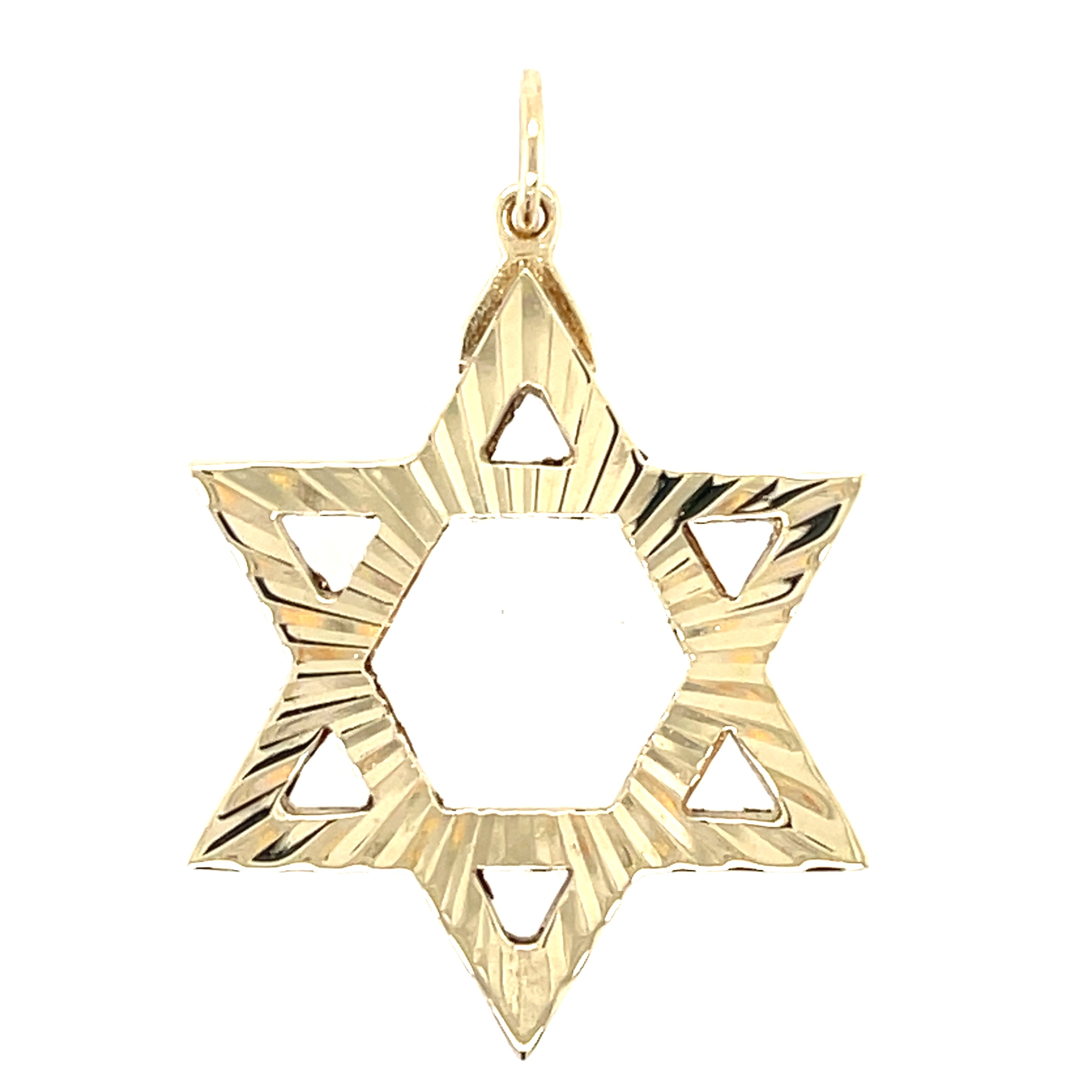 9ct Yellow Gold Star Of David Pendant Diamond Cut Finish Vintage 1977