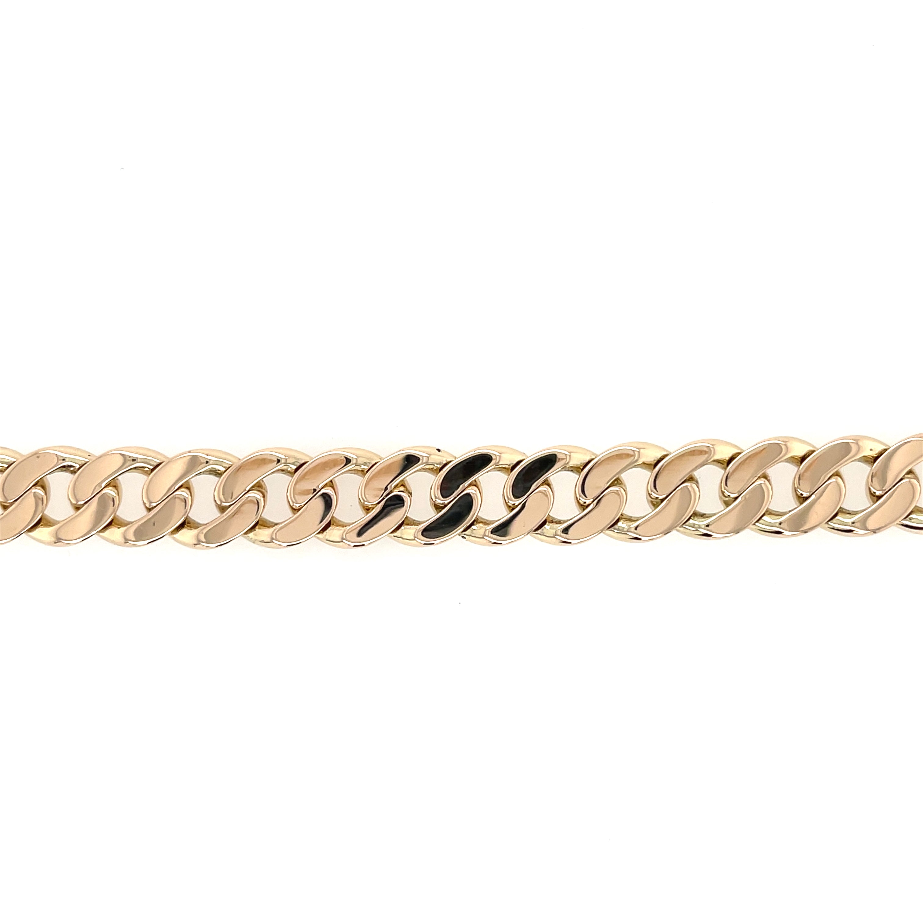 9ct Yellow Gold 8 Inch Flat Curb Link Bracelet - 28.76g