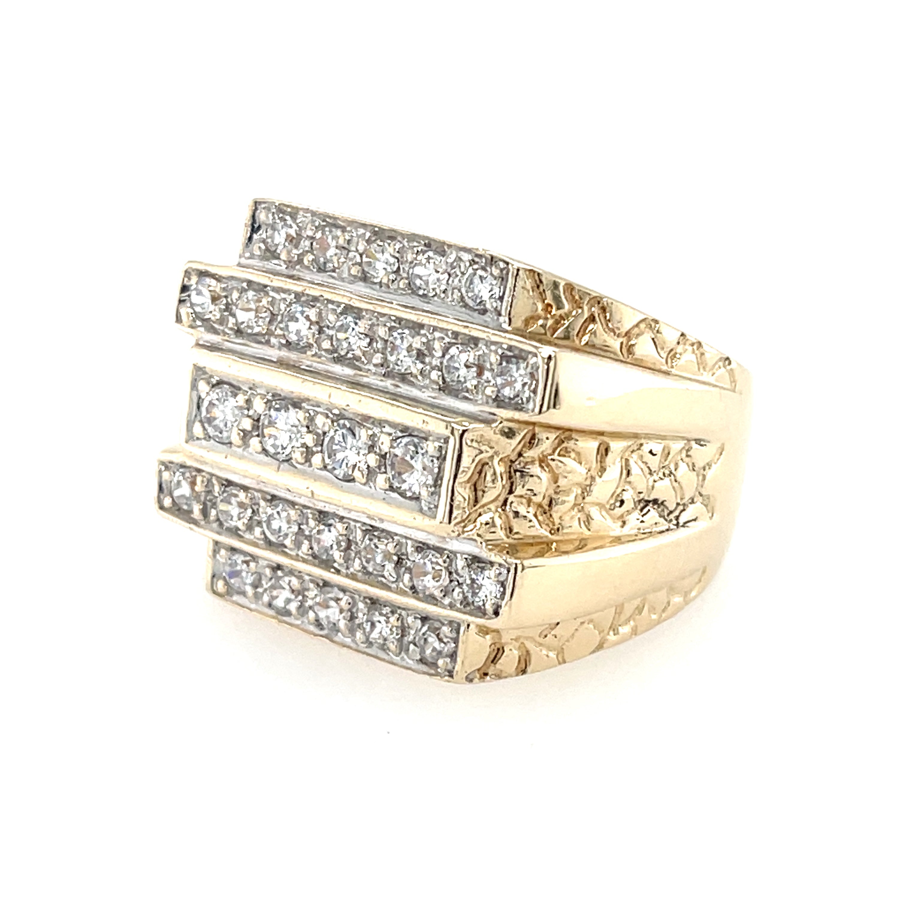 9ct Yellow Gold Cubic Zirconia Large Signet Ring - 20.45g