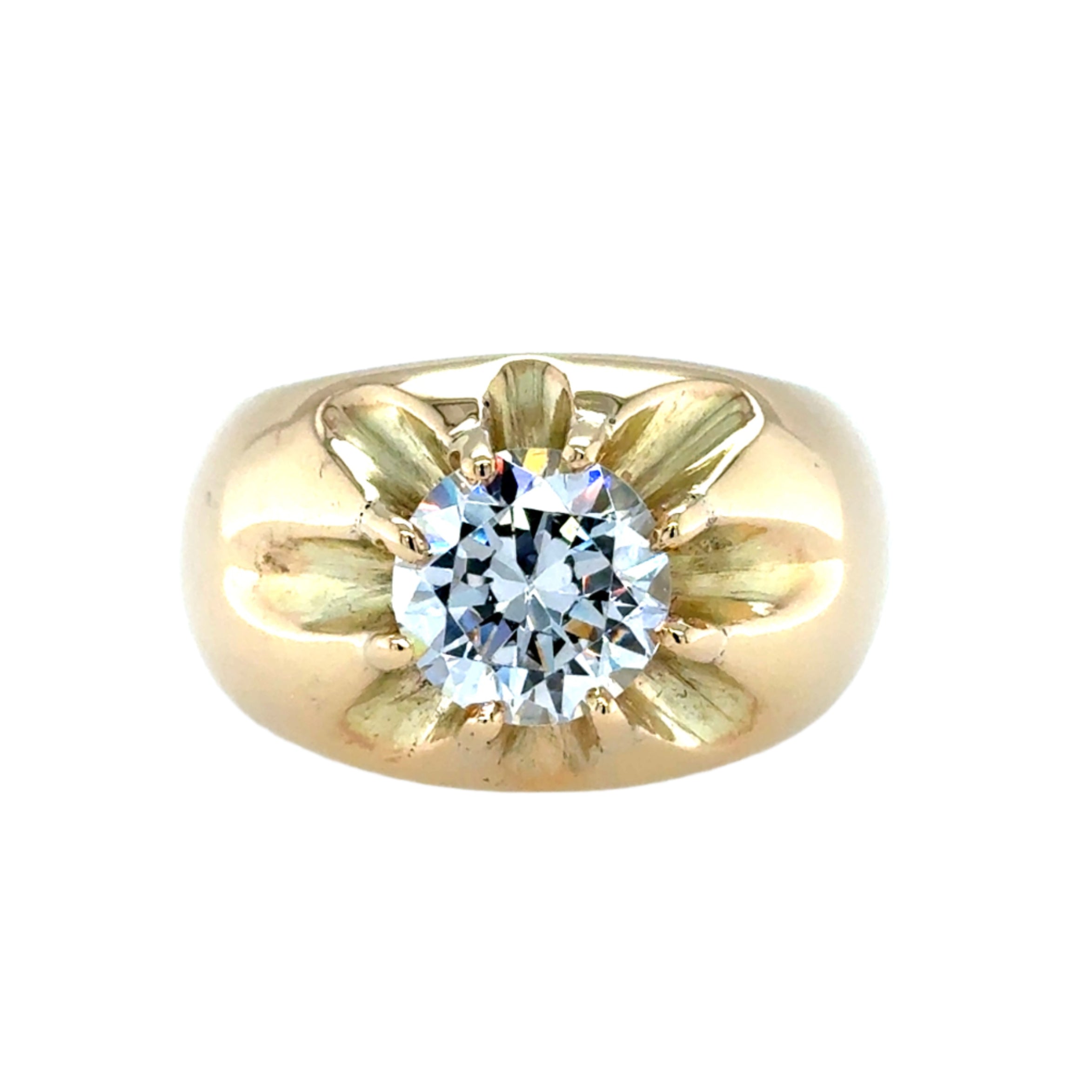 9ct Yellow Gold Cubic Zirconia Large Gypsy Ring Size W - 19.47g