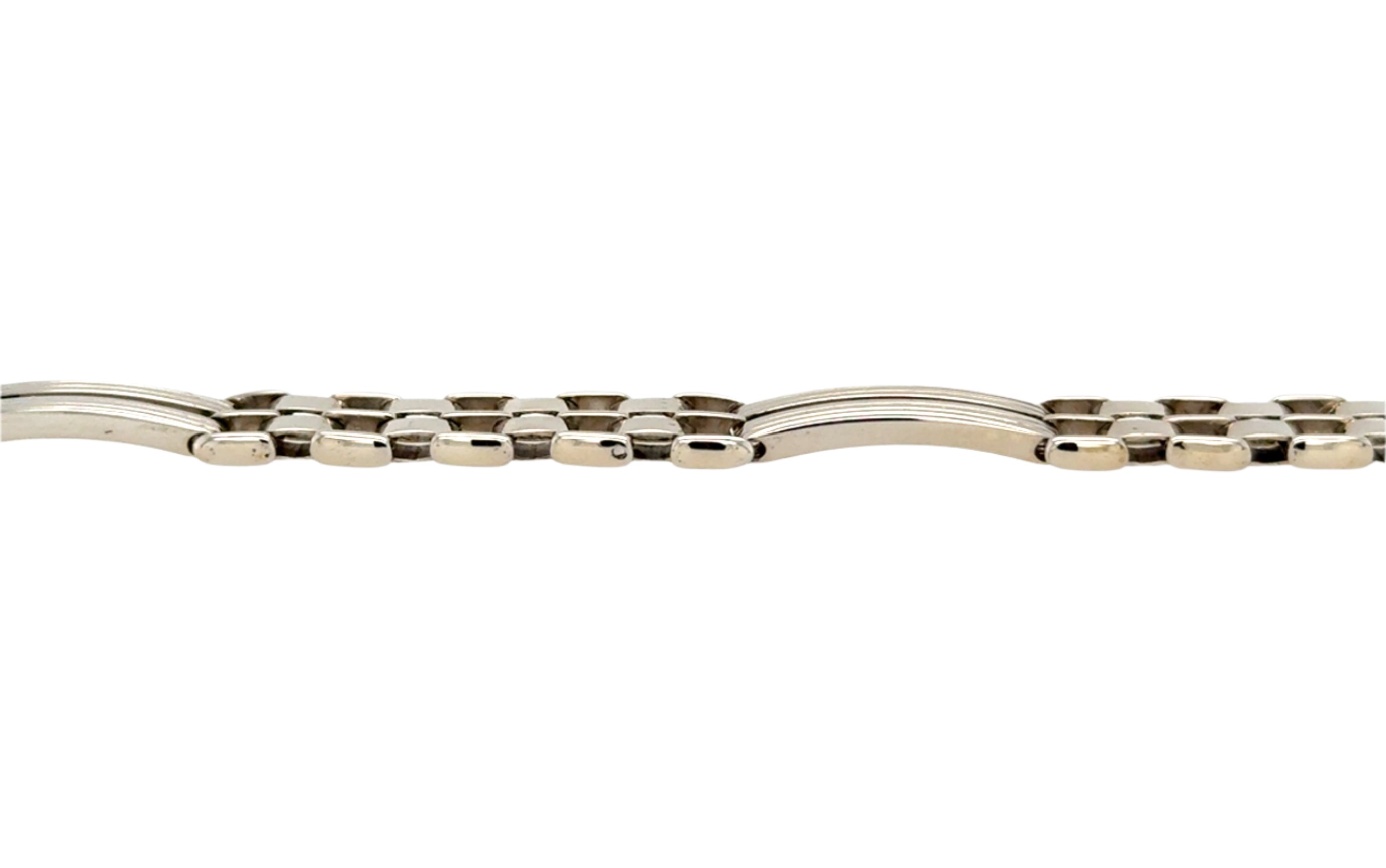 9ct White Gold 8 Inch Bar & Brick Link Fancy Bracelet - 13.90g