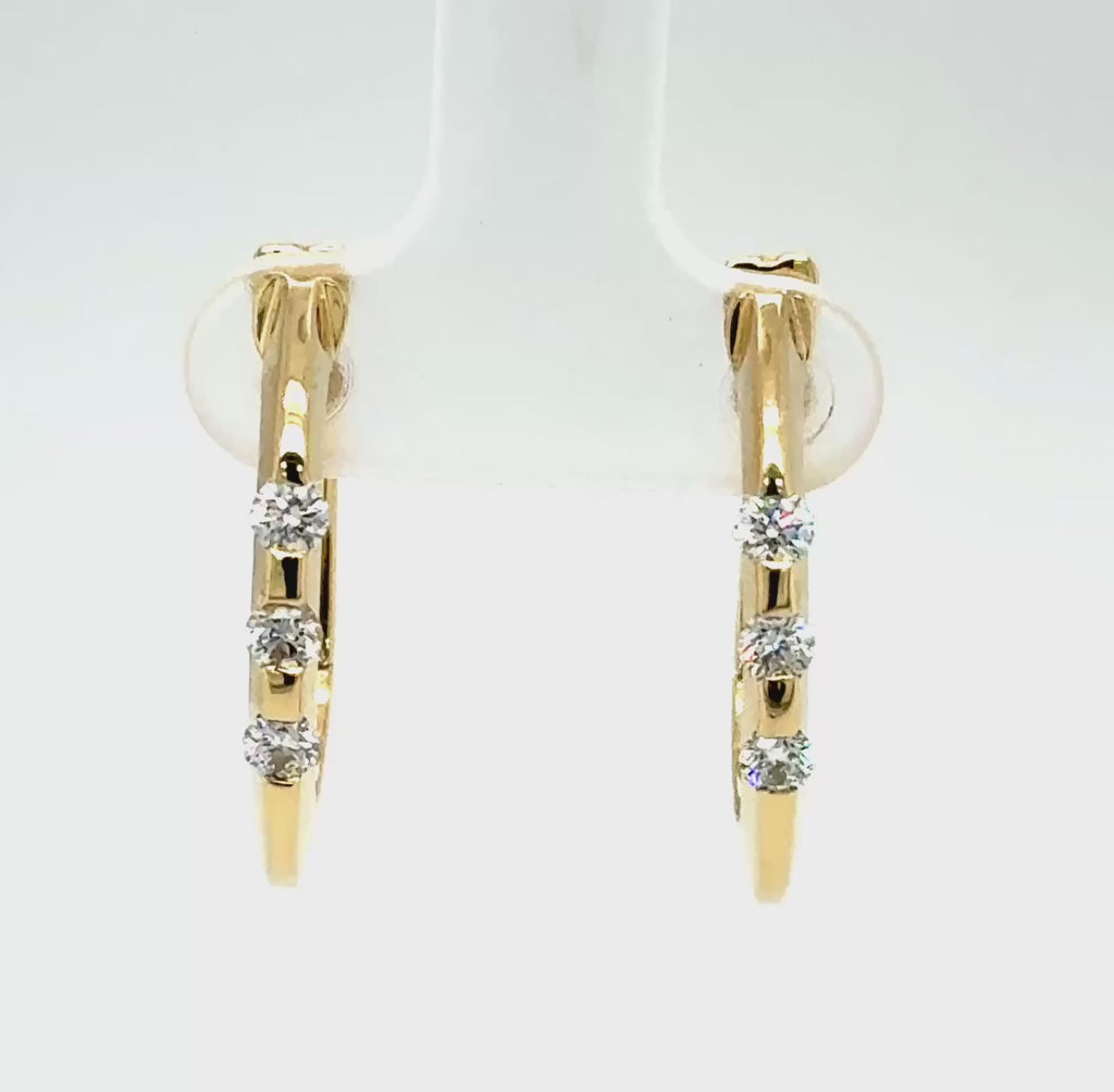 18ct Yellow Gold Oval 0.50ct Diamond Hoop Earrings
