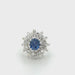 1.37ct Sapphire & 1.10ct Diamond Cluster Ring 18ct White Gold