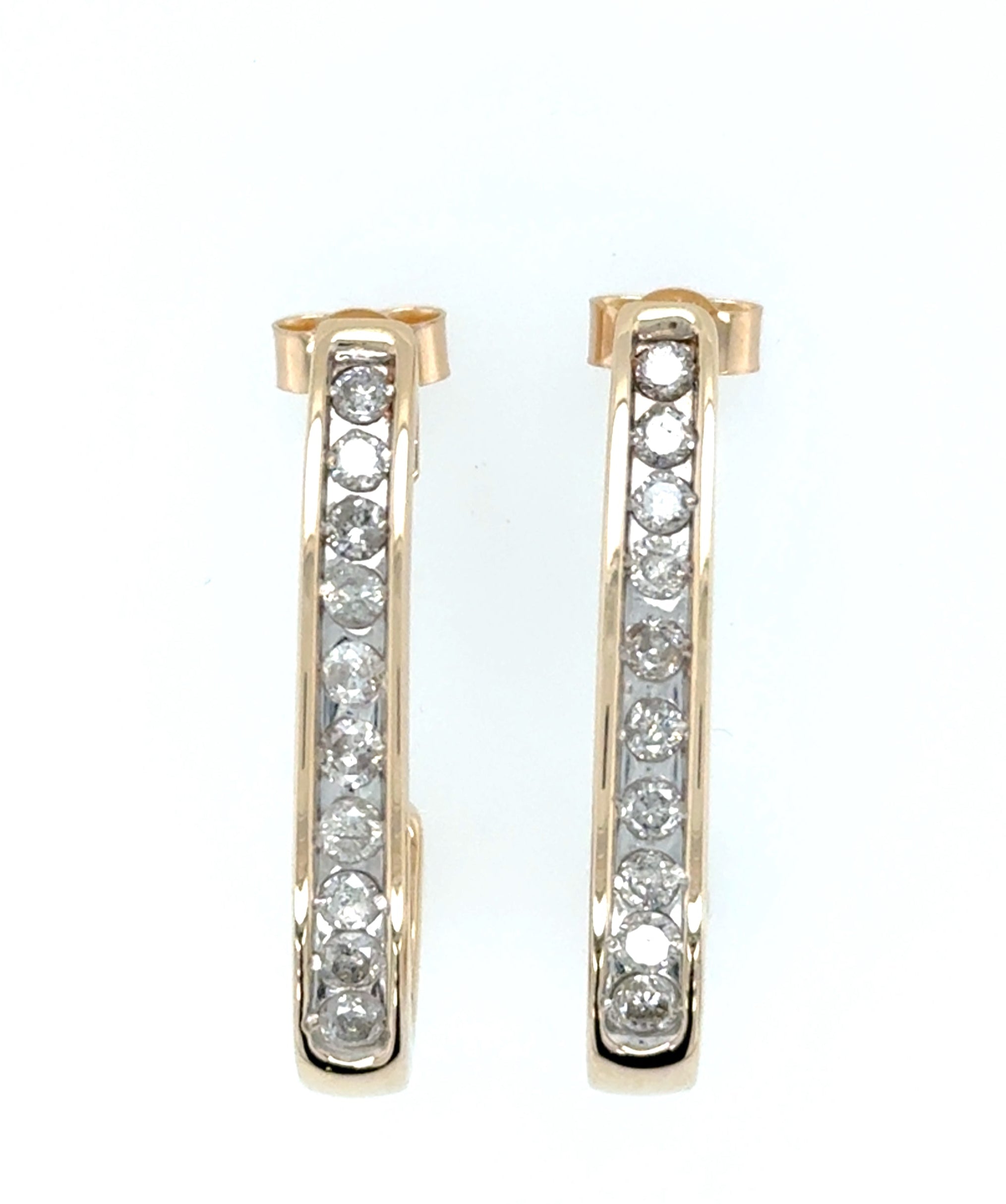 9ct Yellow Gold 1.00ct Diamond J Shaped Drop Earrings