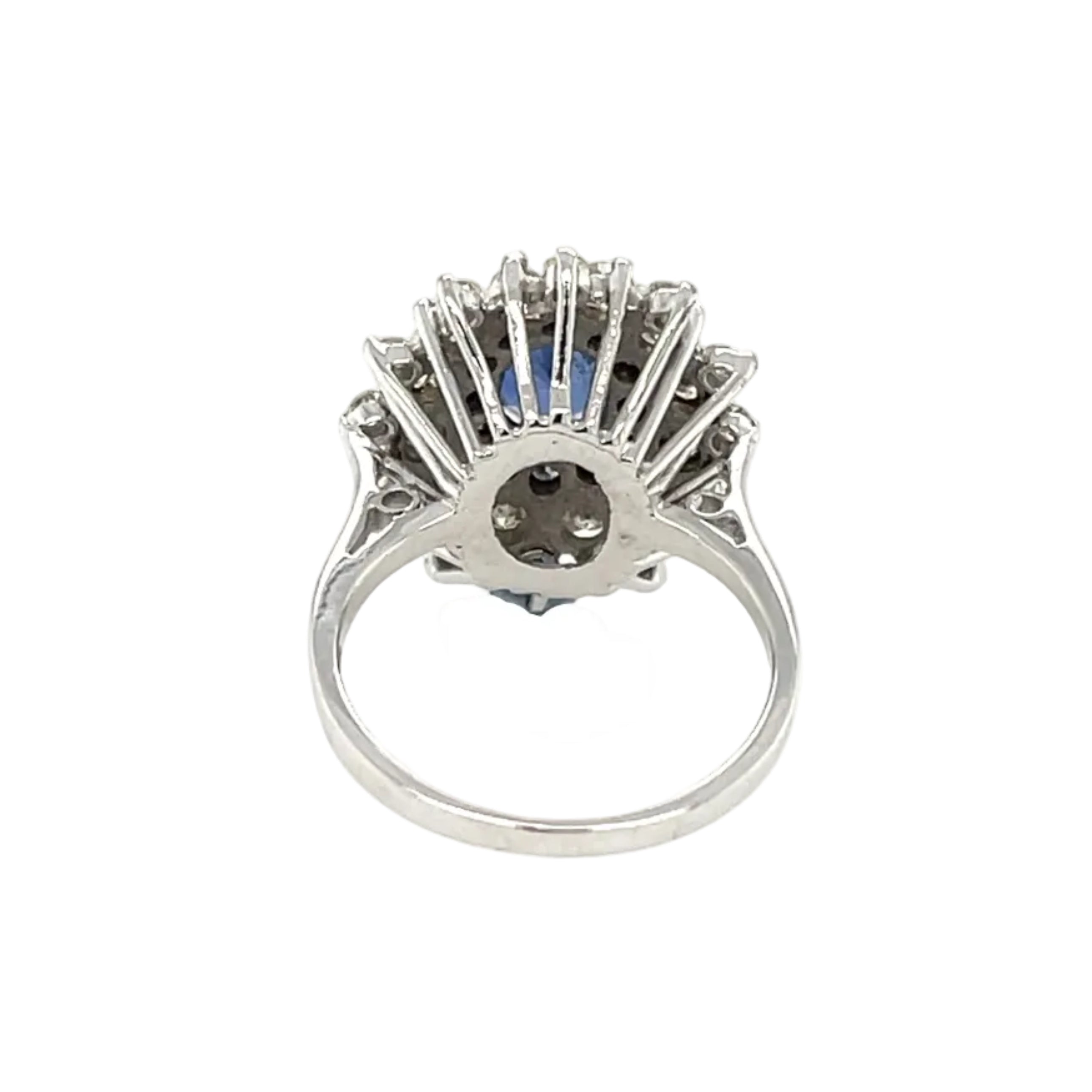 1.37ct Sapphire & 1.10ct Diamond Cluster Ring 18ct White Gold