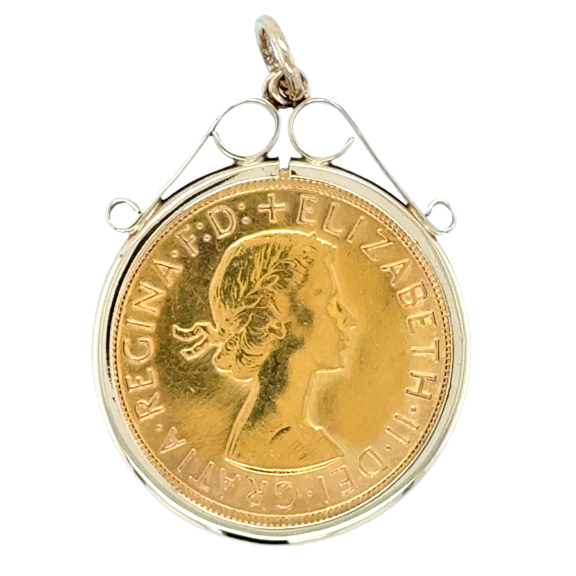 1968 Elizabeth II Full Sovereign & 9ct Gold Scroll Pendant Mount